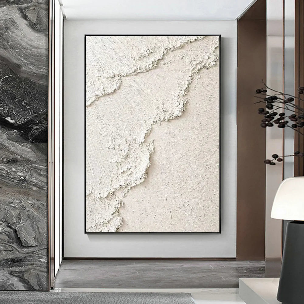 White Minimalist Textured Canvas #MT070