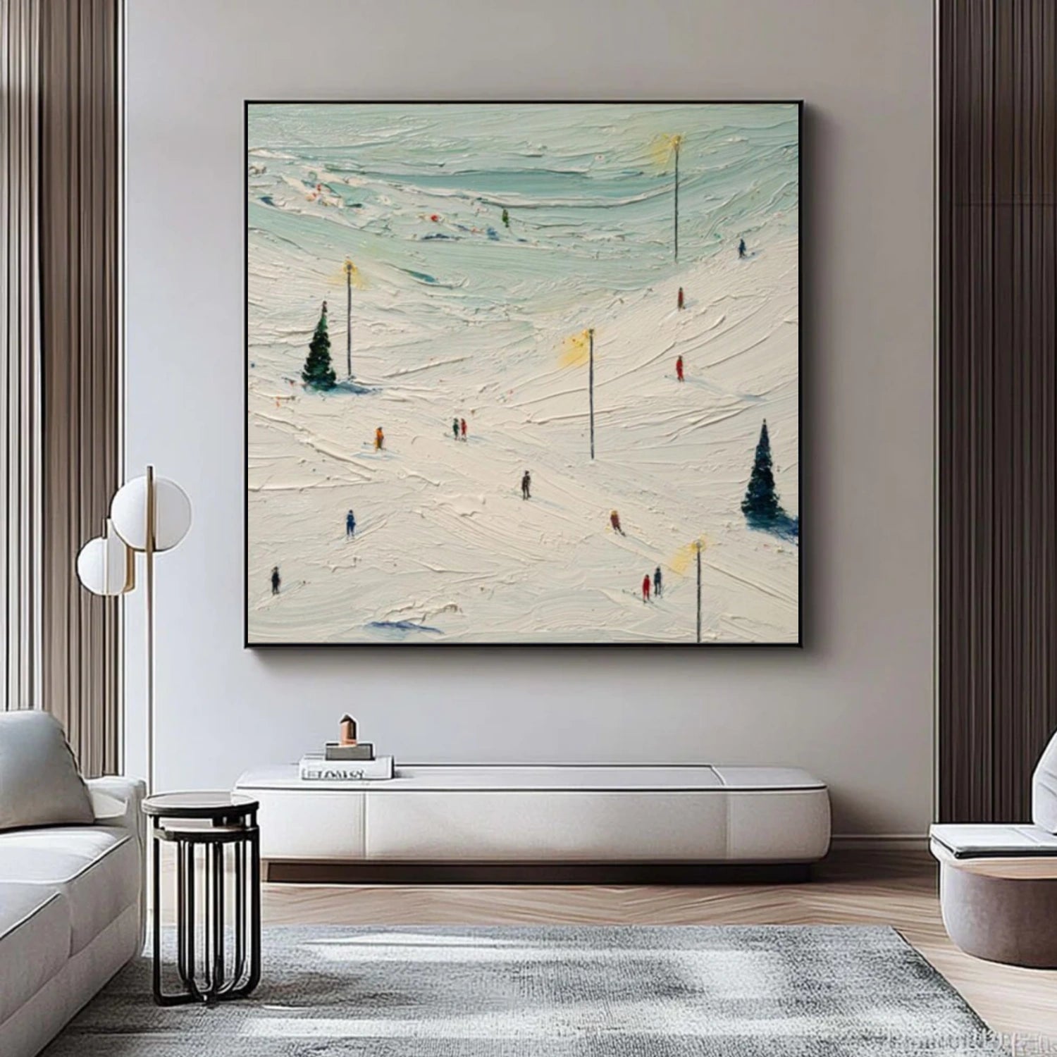 Skiing Sport Textured Wall Art #MS048