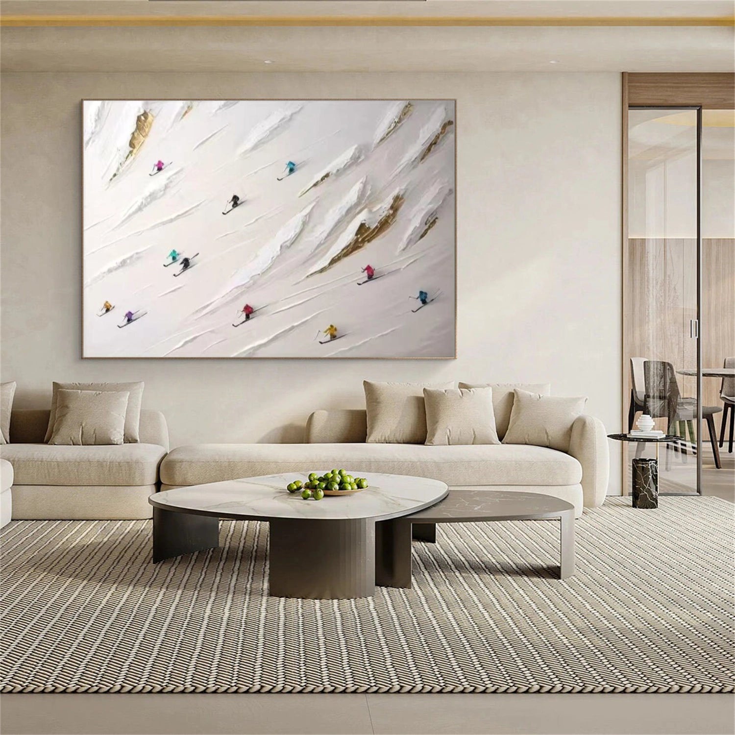 Skiing Sport Textured Wall Art #MS051