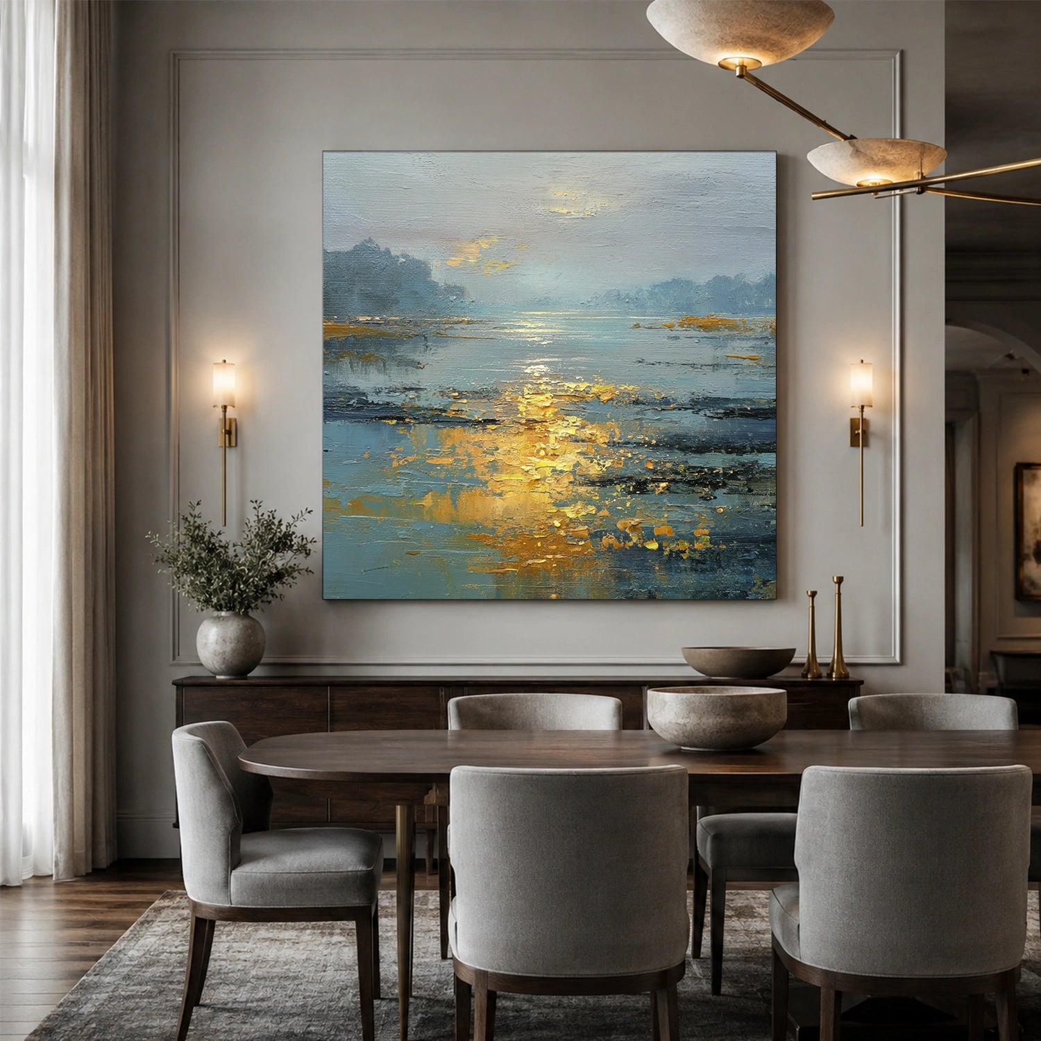 Ocean And Sky Abstract Textured Wall Art #OS180