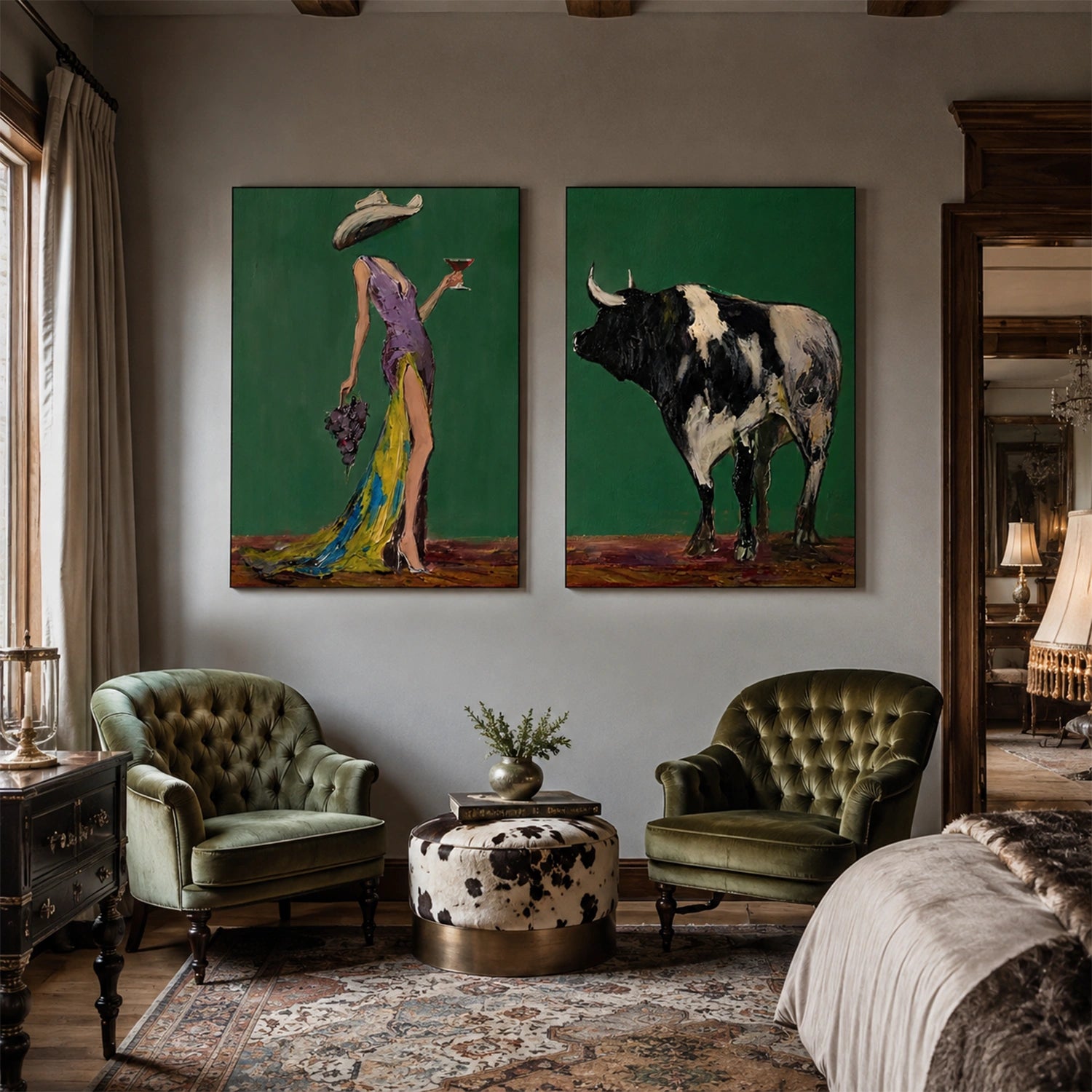 American Western Cowboy Art Set of 2 #VT238