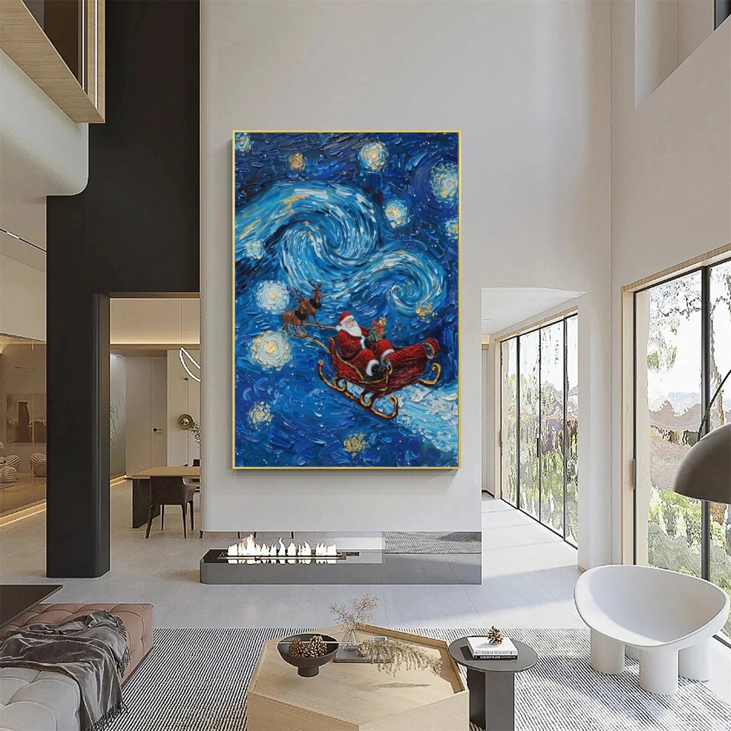 Abstract Santa Claus Textured Canvas Art #AE053