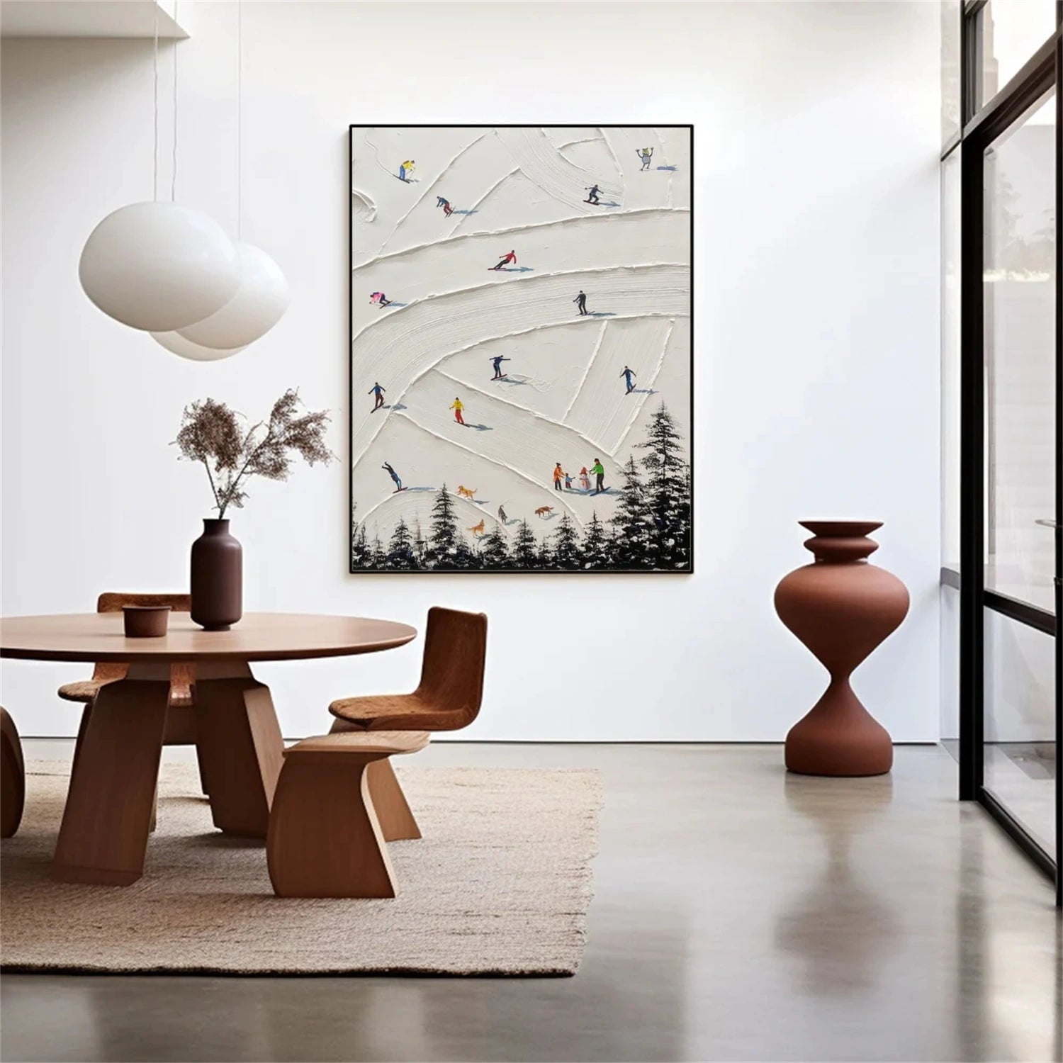 Skiing Sport Textured Wall Art #MS062