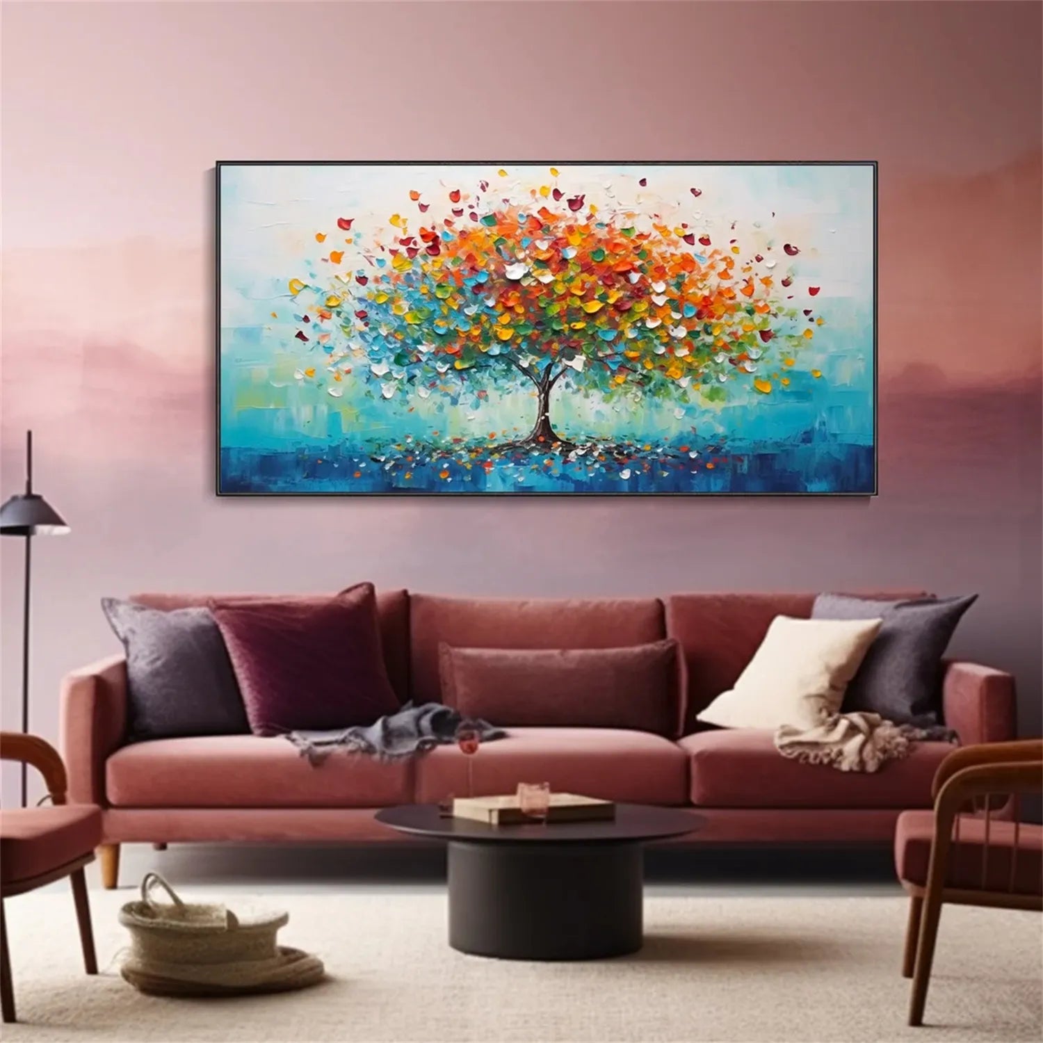 Colorful Tree Textured Painting Canvas #TP004