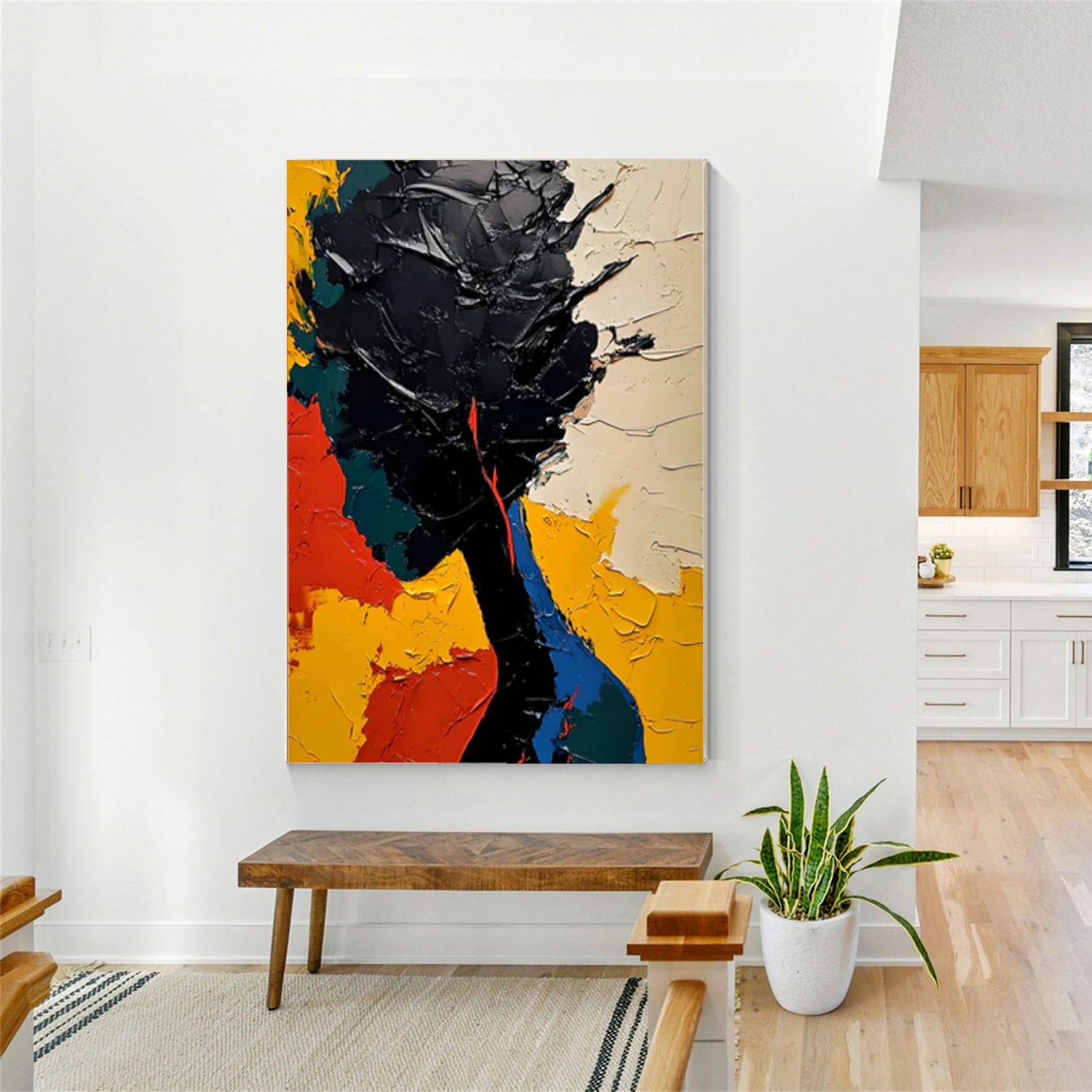 Abstract Portrait Textured Canvas Art #AE047