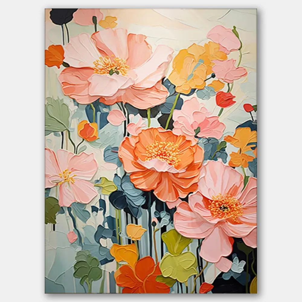 Colorful Flower Textured Painting Canvas #FP020