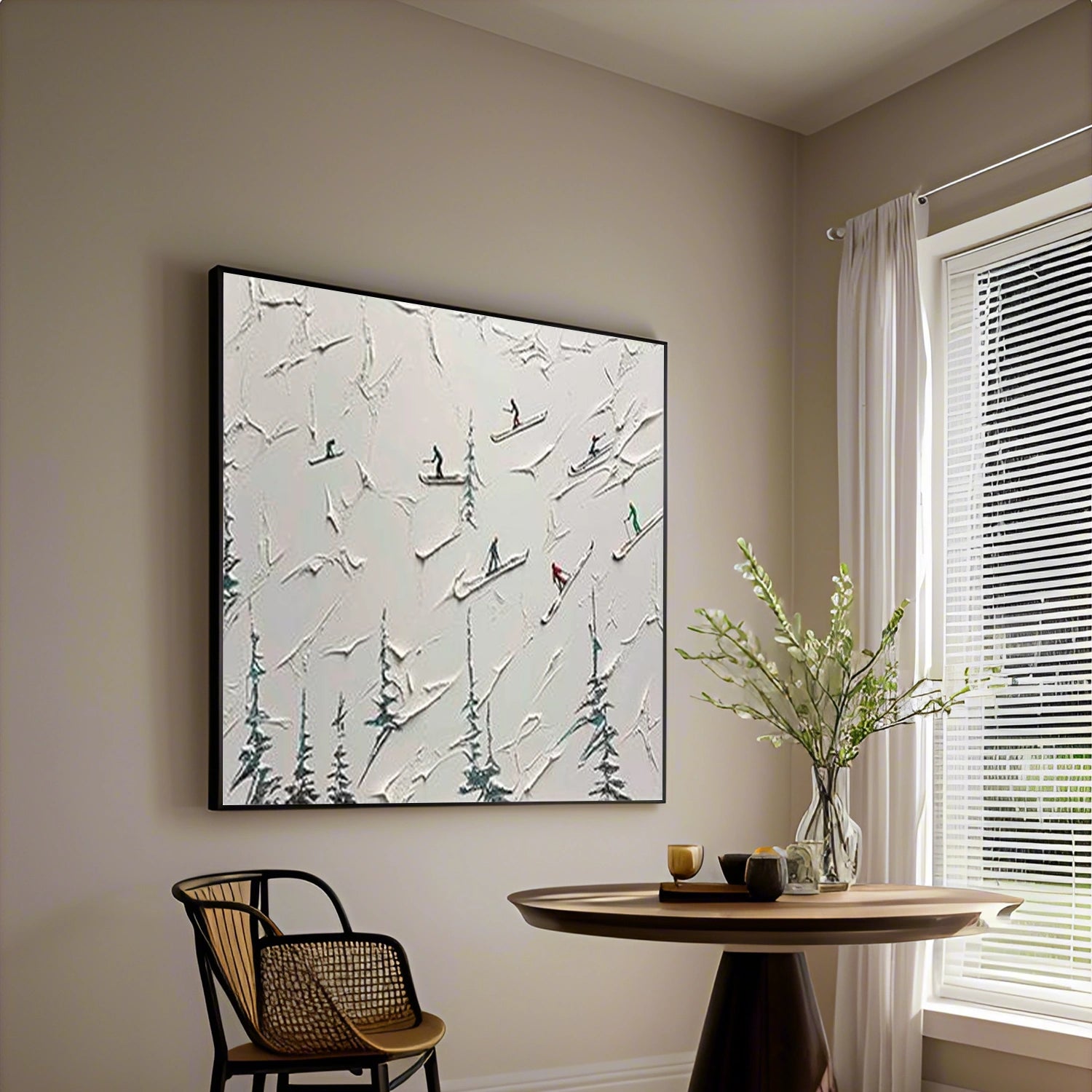 Skiing Sport Textured Wall Art #MS084