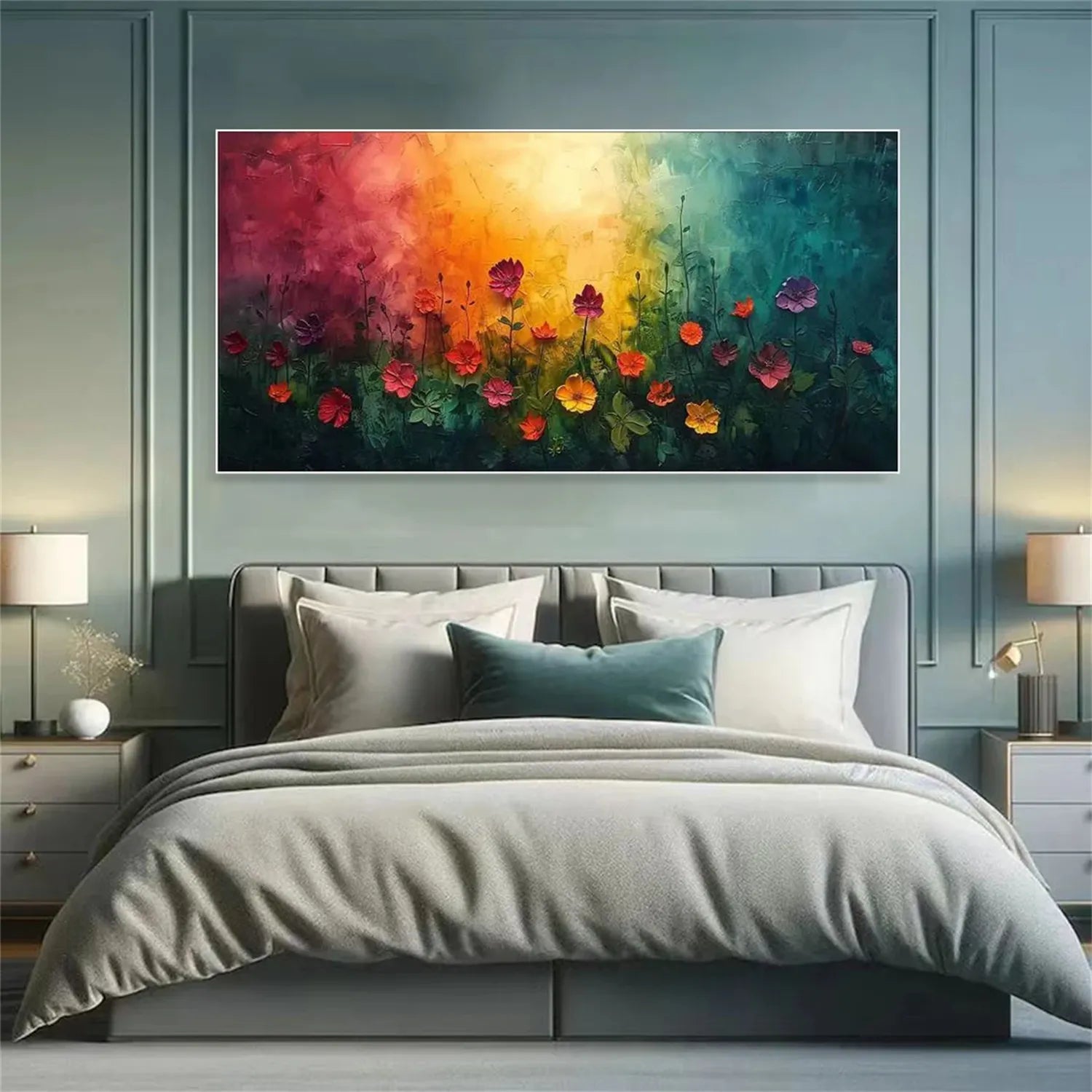 Colorful Flower Textured Painting Canvas #FP027