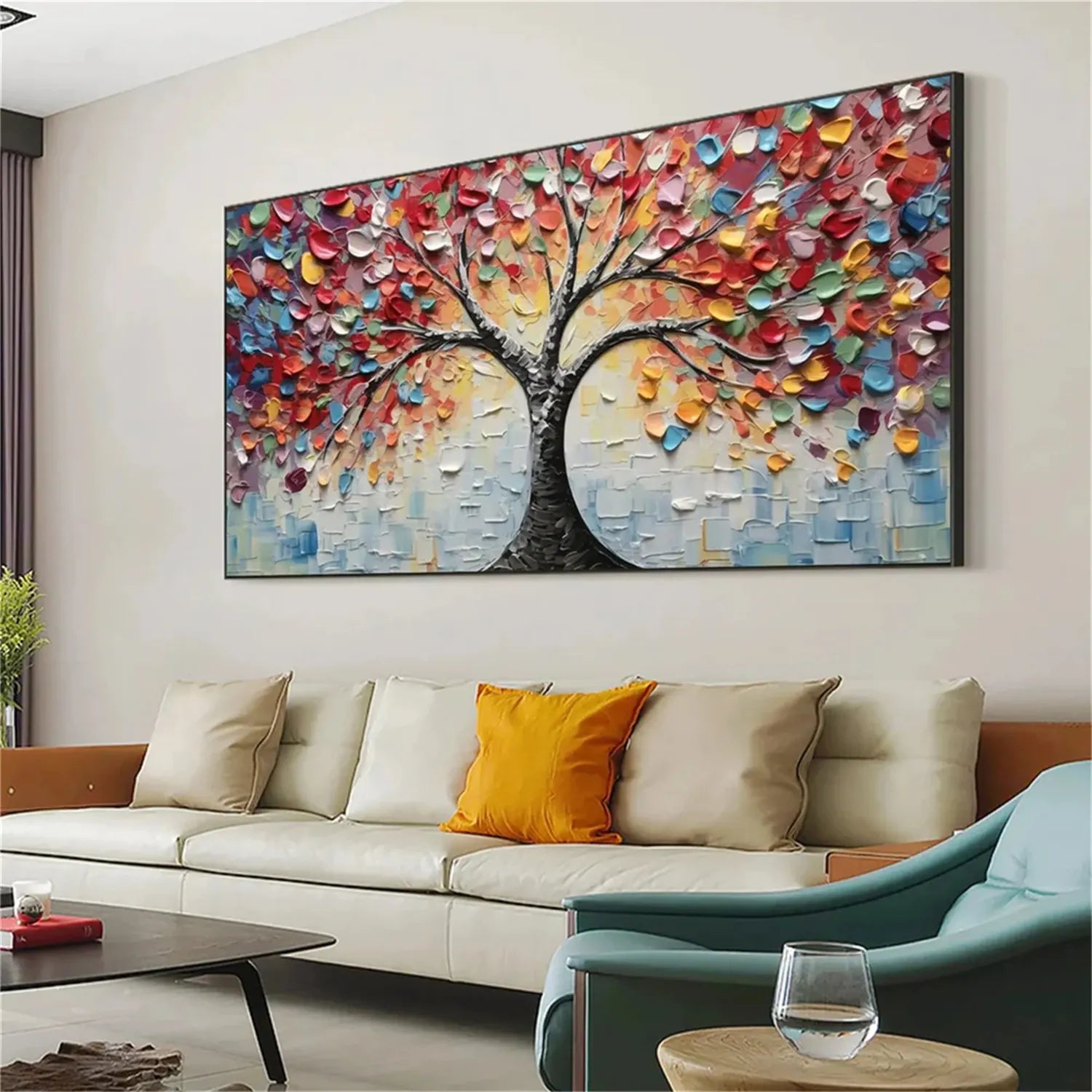 Colorful Tree Textured Painting Canvas #TP008