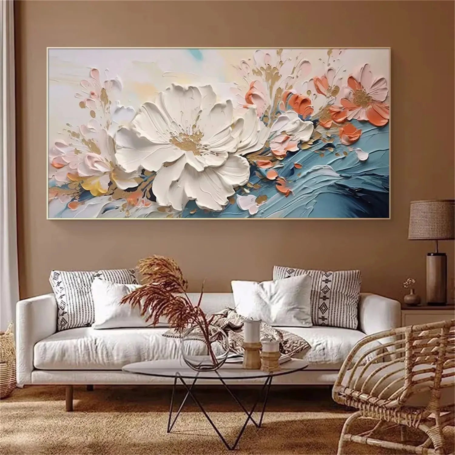 Colorful Flower Textured Painting Canvas #FP011