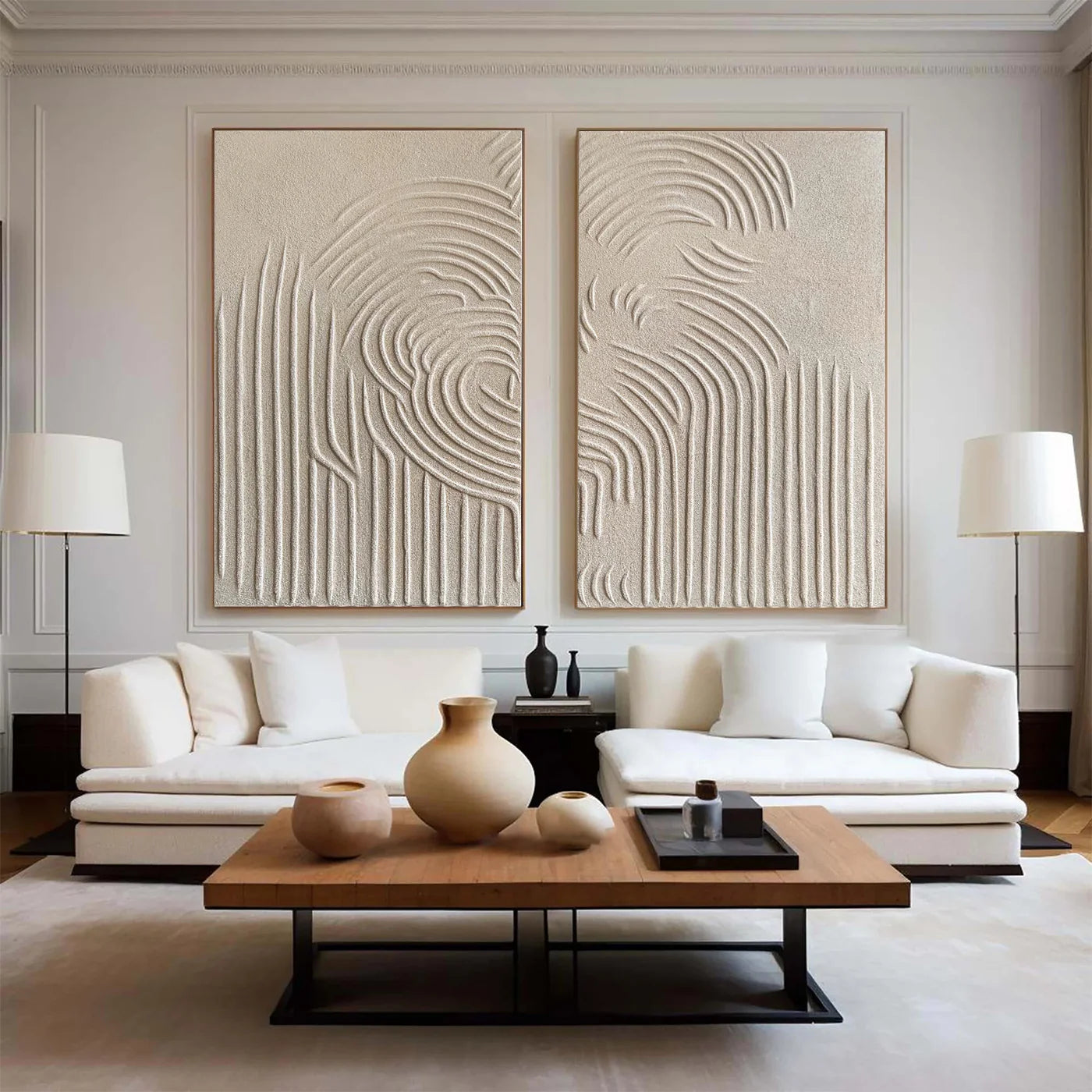 Beige Wabi Sabi Texture Canvas Art Set of 2 #WS041