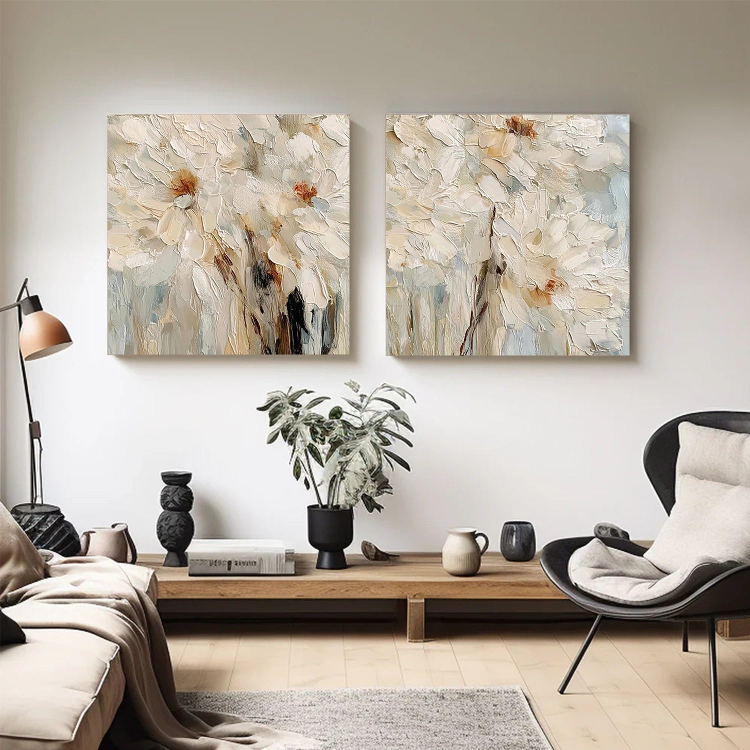 Flower Abstract Textured Wall Art Set of 2 #FP176