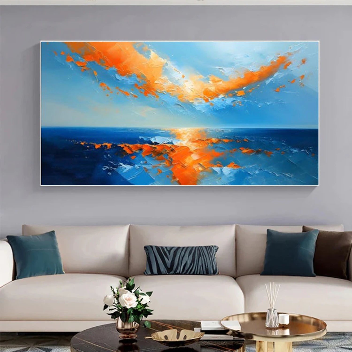 Ocean And Sky Abstract Textured Wall Art #OS128