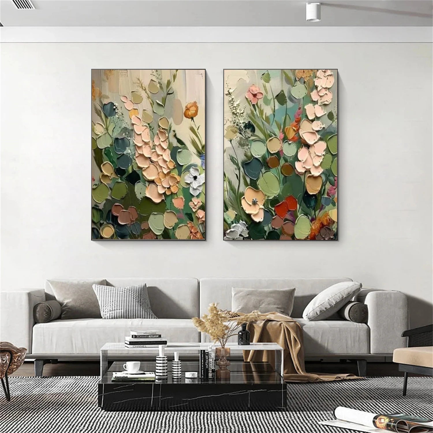 Flower Abstract Textured Wall Art Set of 2 #FP129