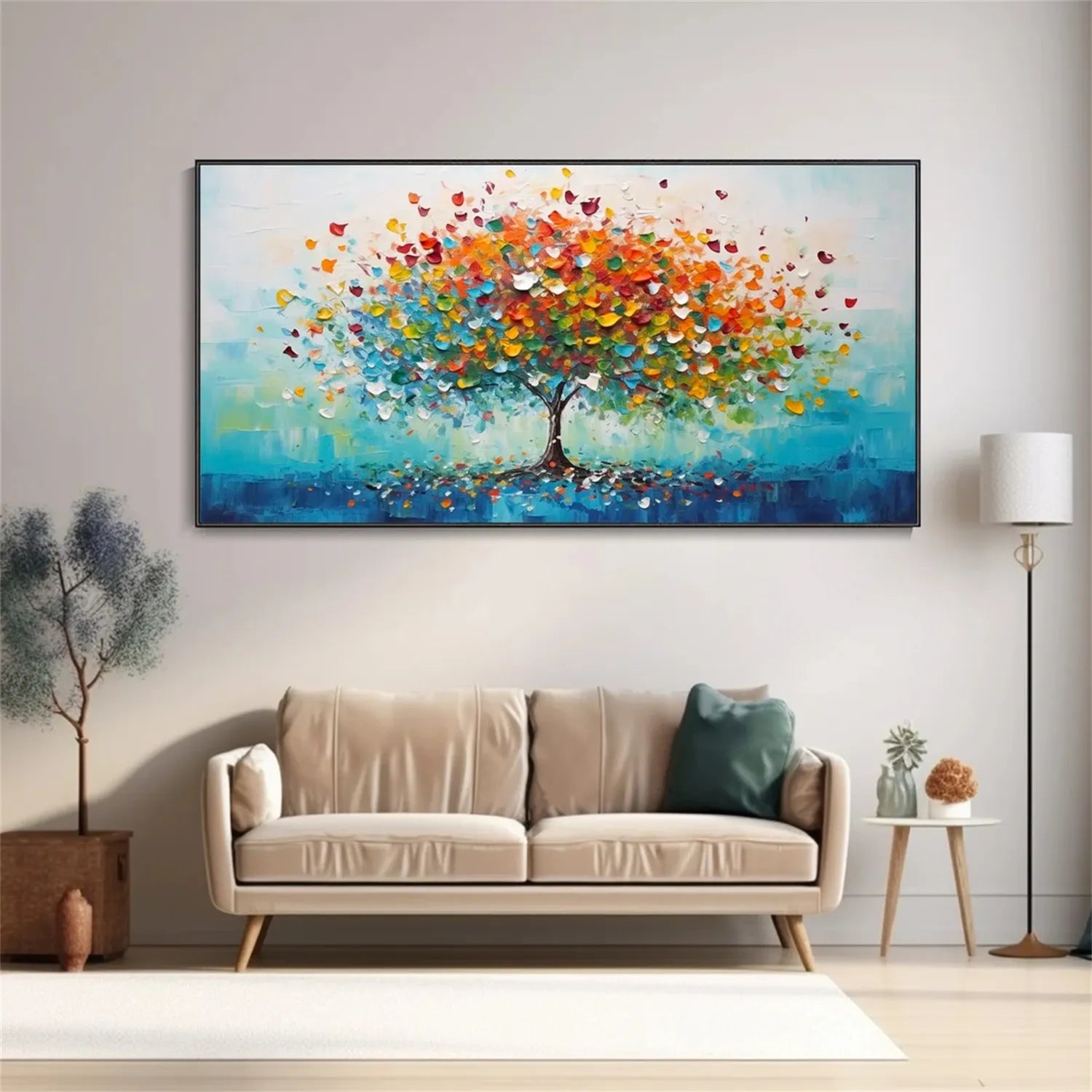 Colorful Tree Textured Painting Canvas #TP004