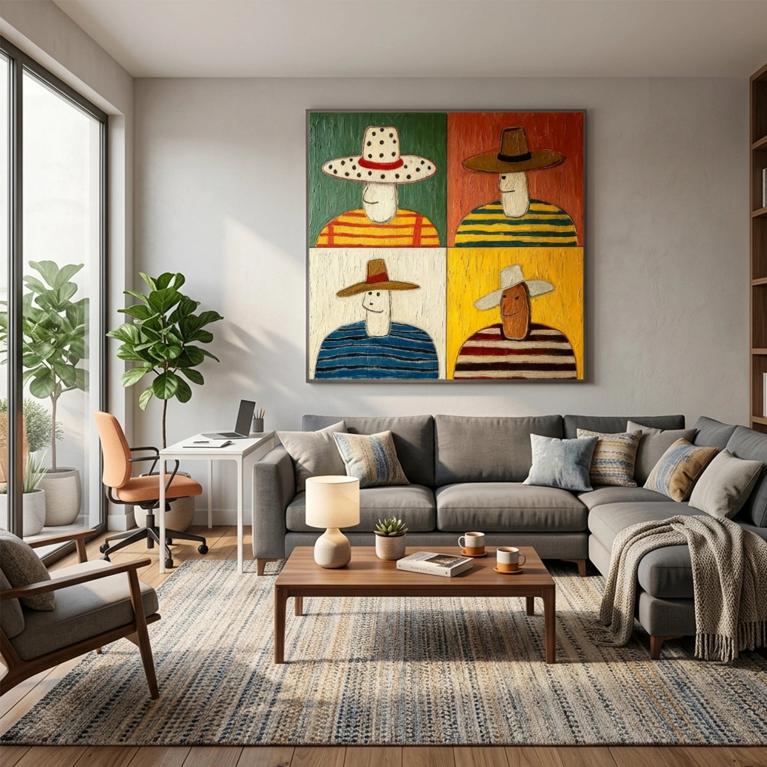 Abstract Portrait Textured Canvas Art #AE154