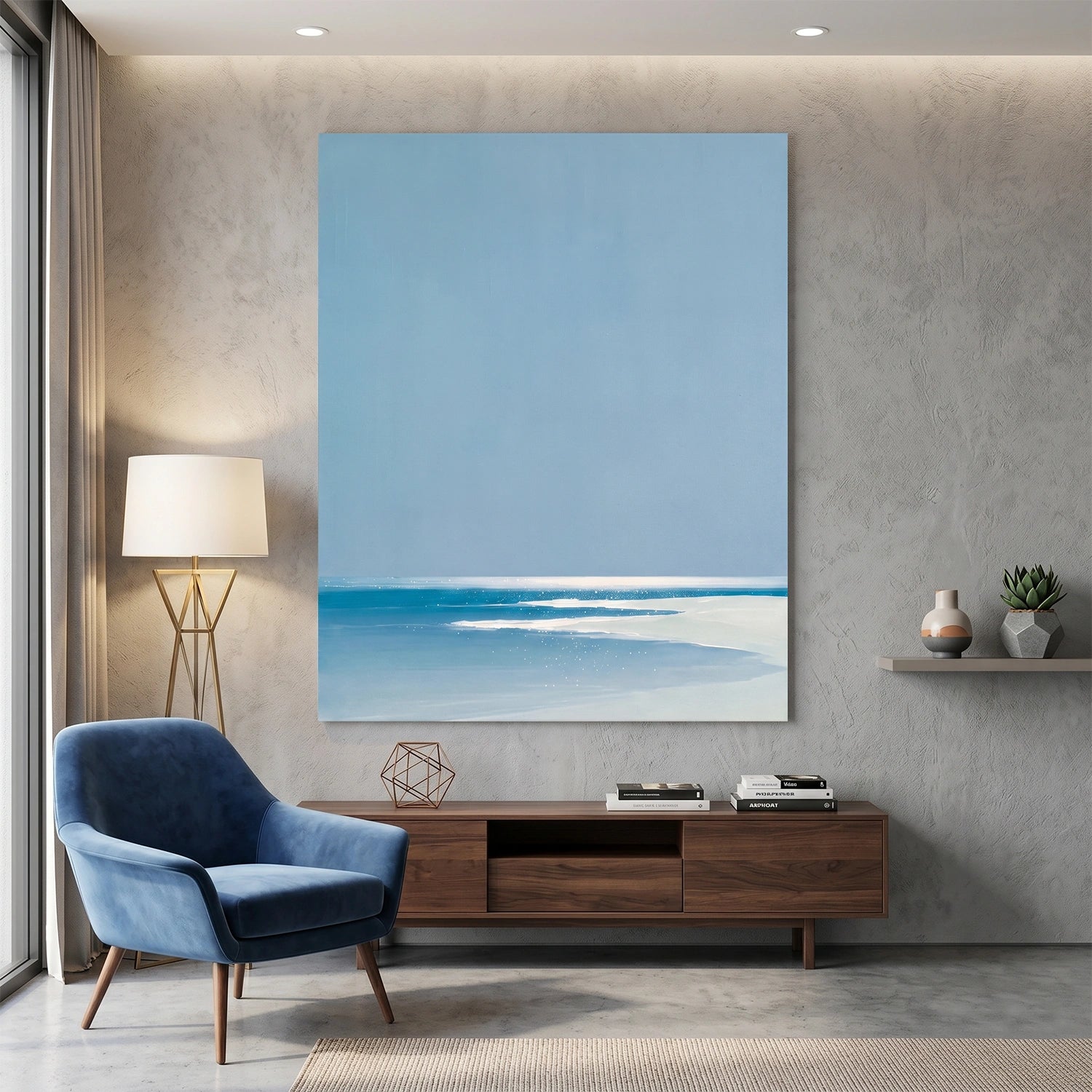 Blue Ocean And Sky Abstract Wall Art #OS165