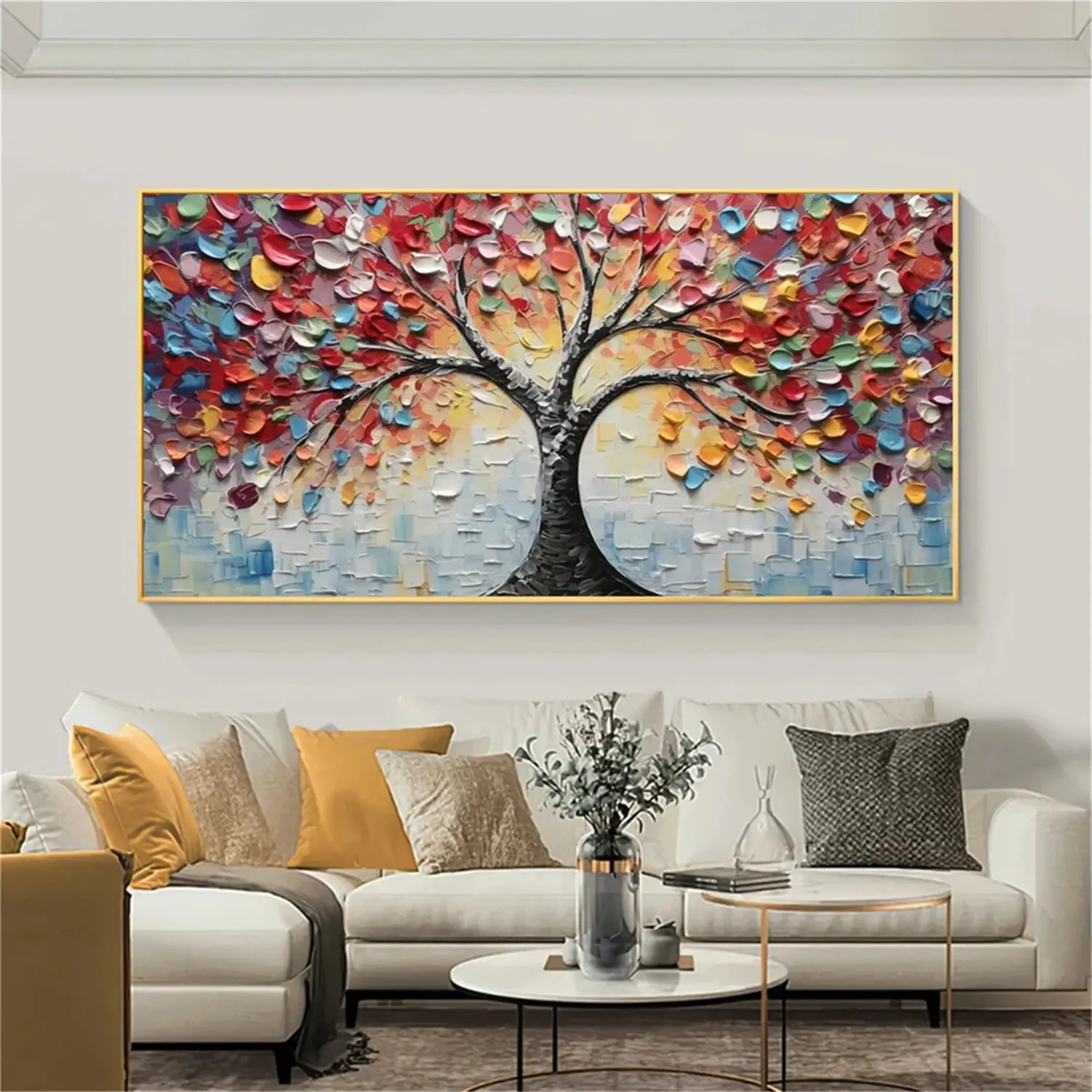 Colorful Tree Textured Painting Canvas #TP008