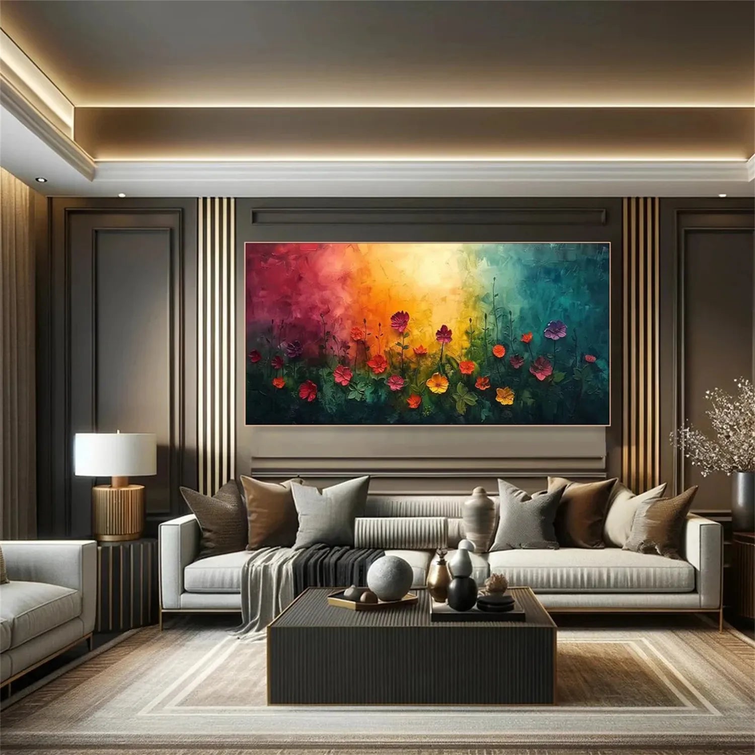 Colorful Flower Textured Painting Canvas #FP027