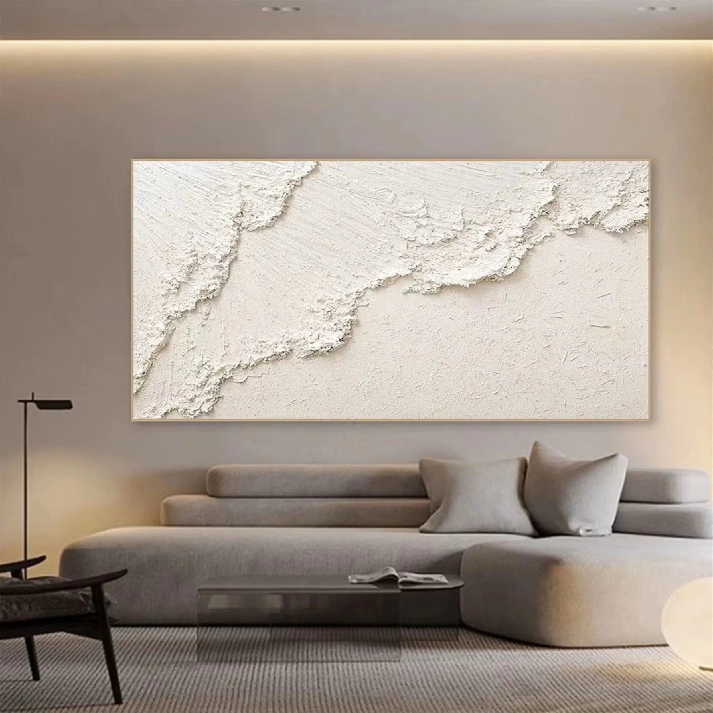 White Minimalist Textured Canvas #MT056