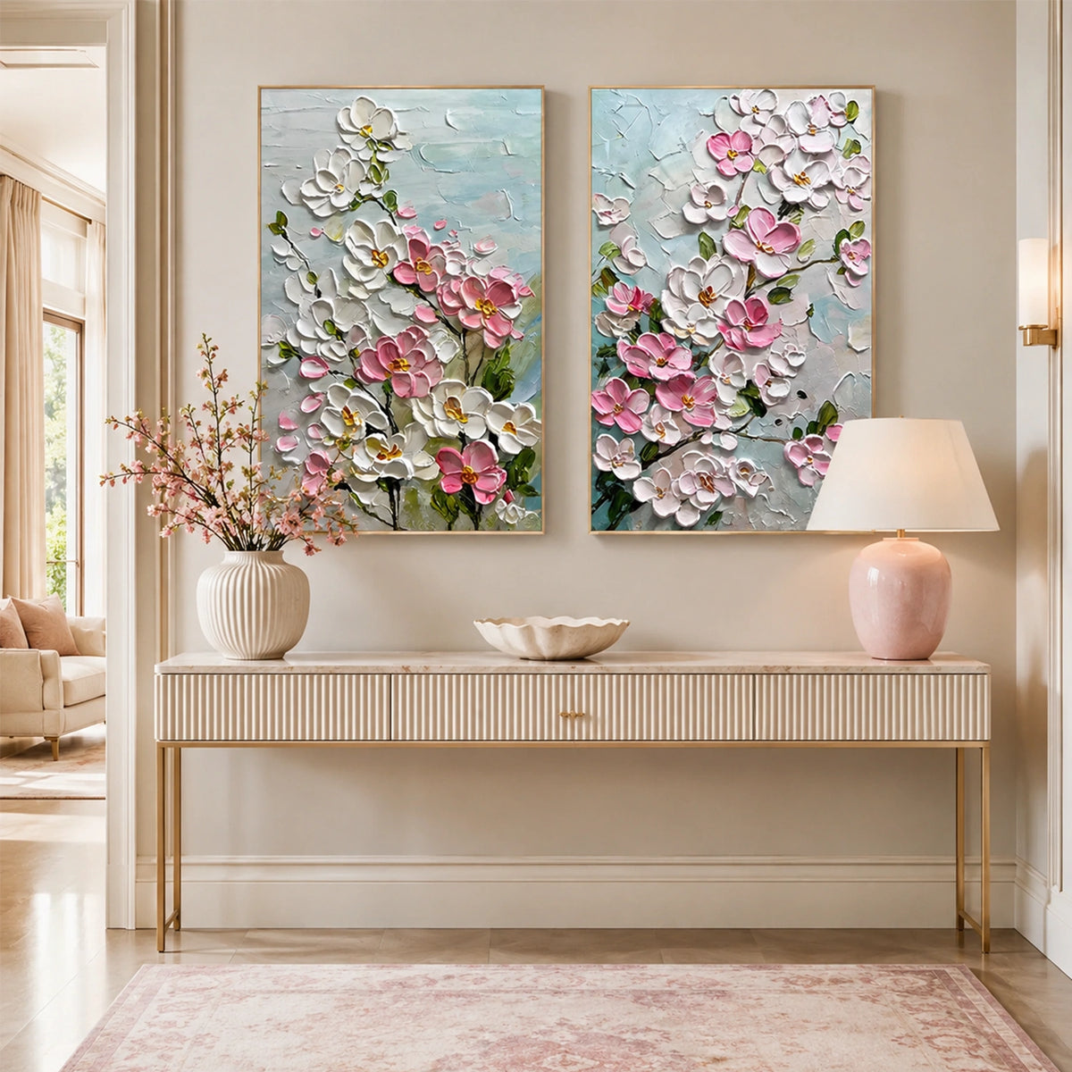 Flower Abstract Textured Wall Art Set of 2 #FP212