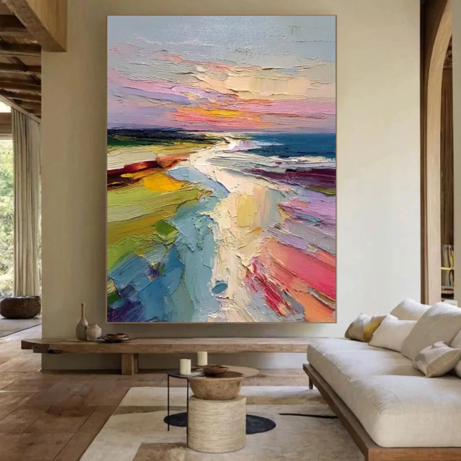 Colorful Ocean And Sky Abstract Textured Wall Art #OS100