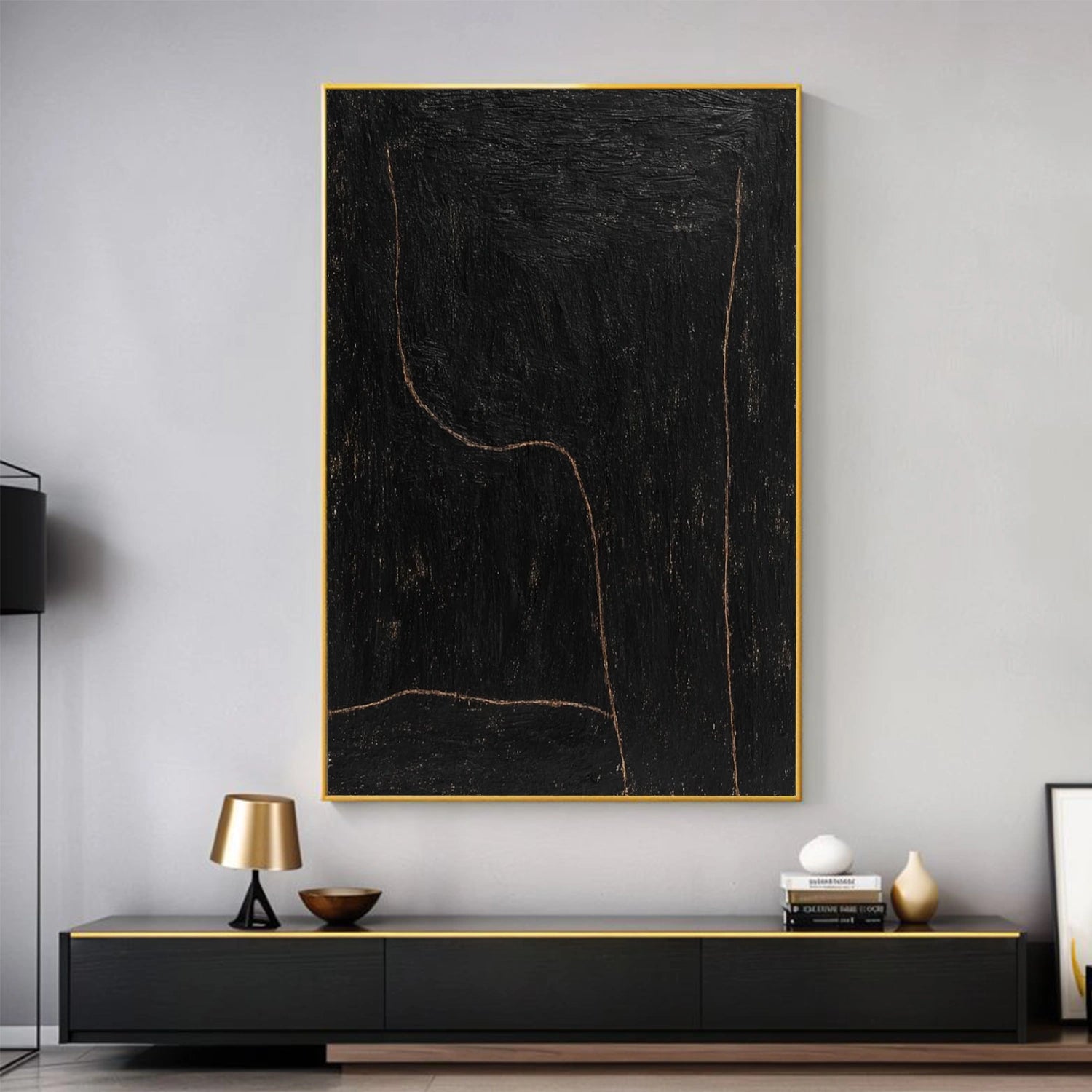 Black Minimalist Canvas Art #MT207