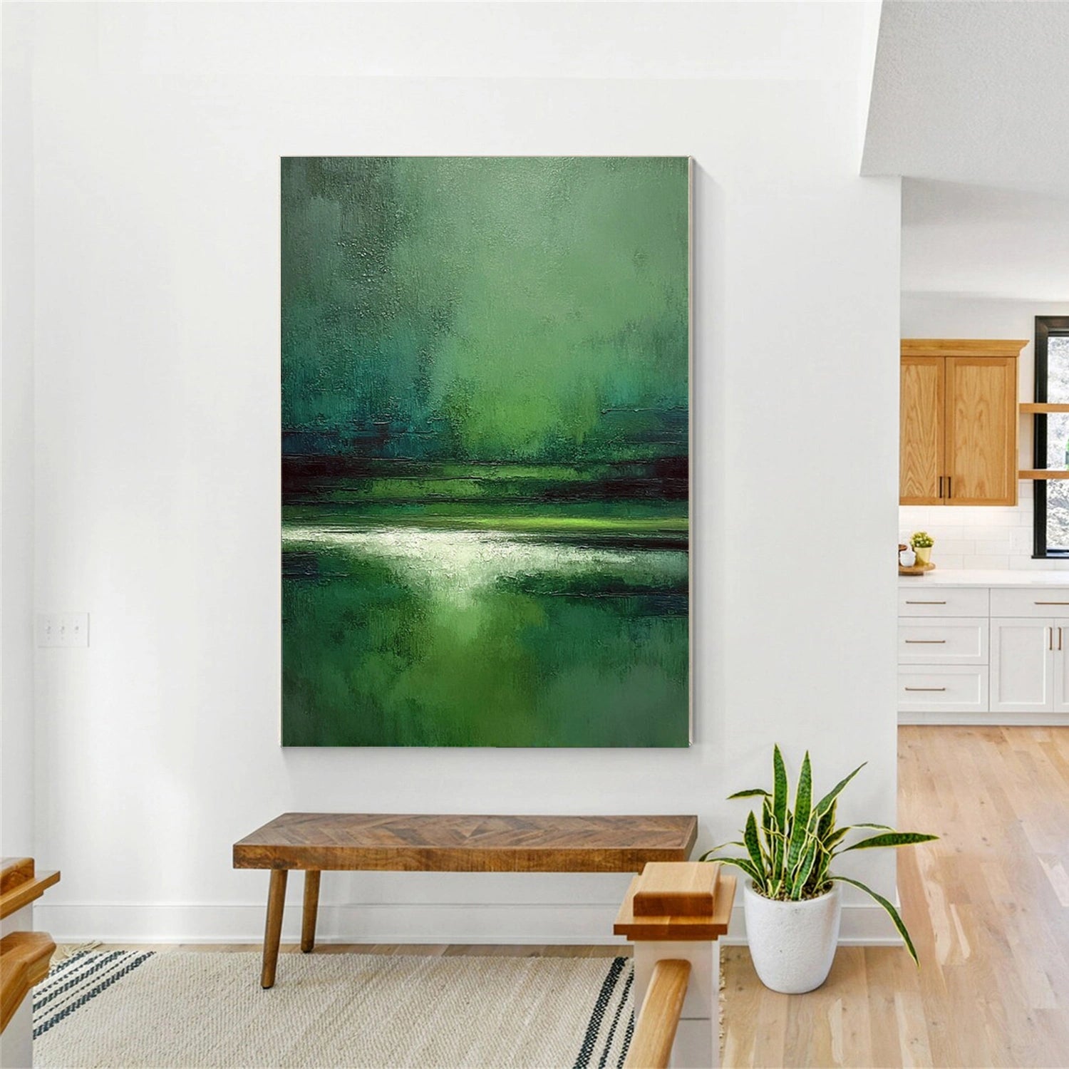 Green Abstract Canvas Wall Art #AP370