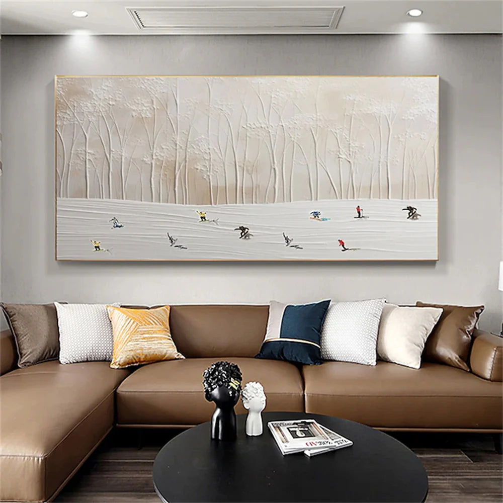 Skiing Sports Textured Painting Canvas #MS007