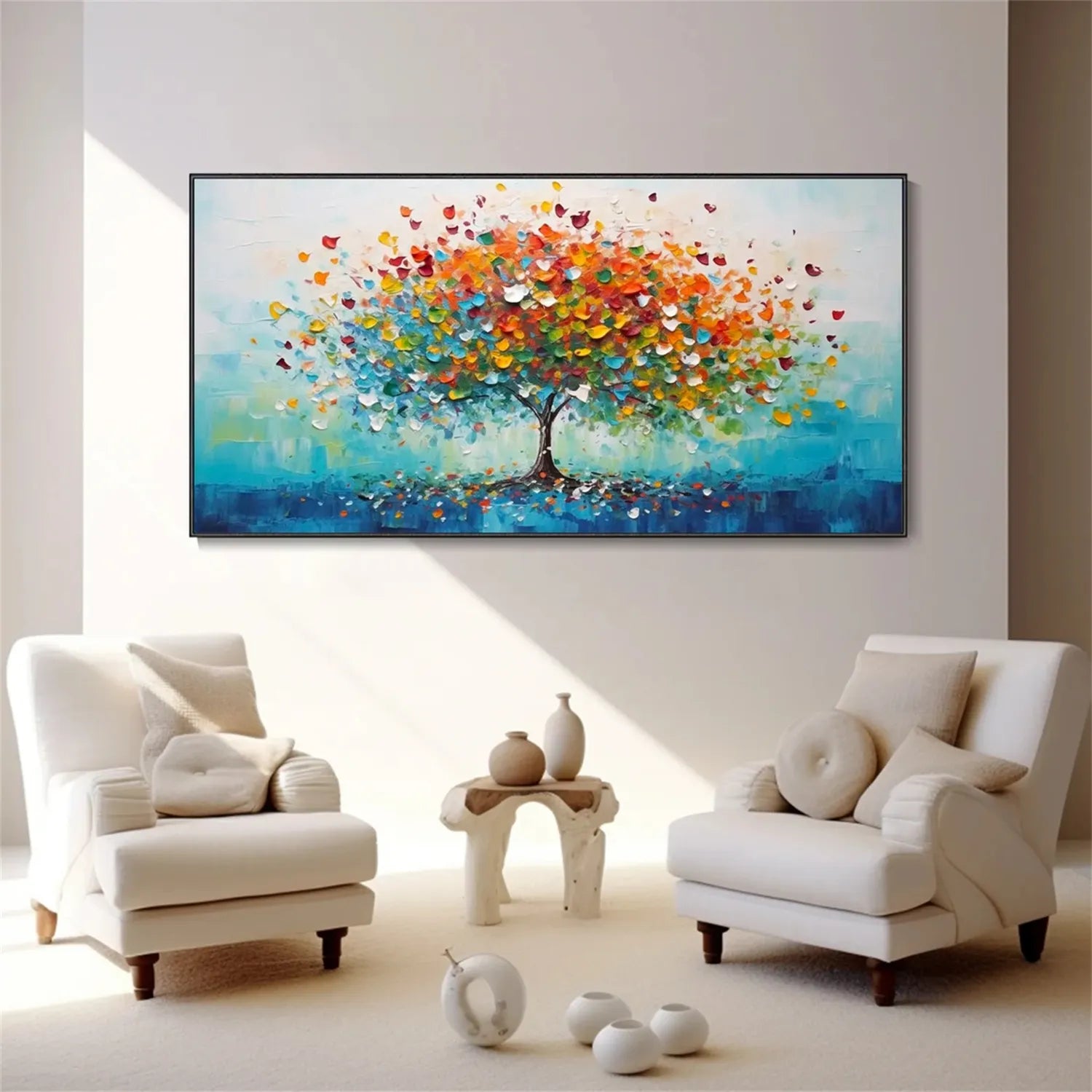 Colorful Tree Textured Painting Canvas #TP004