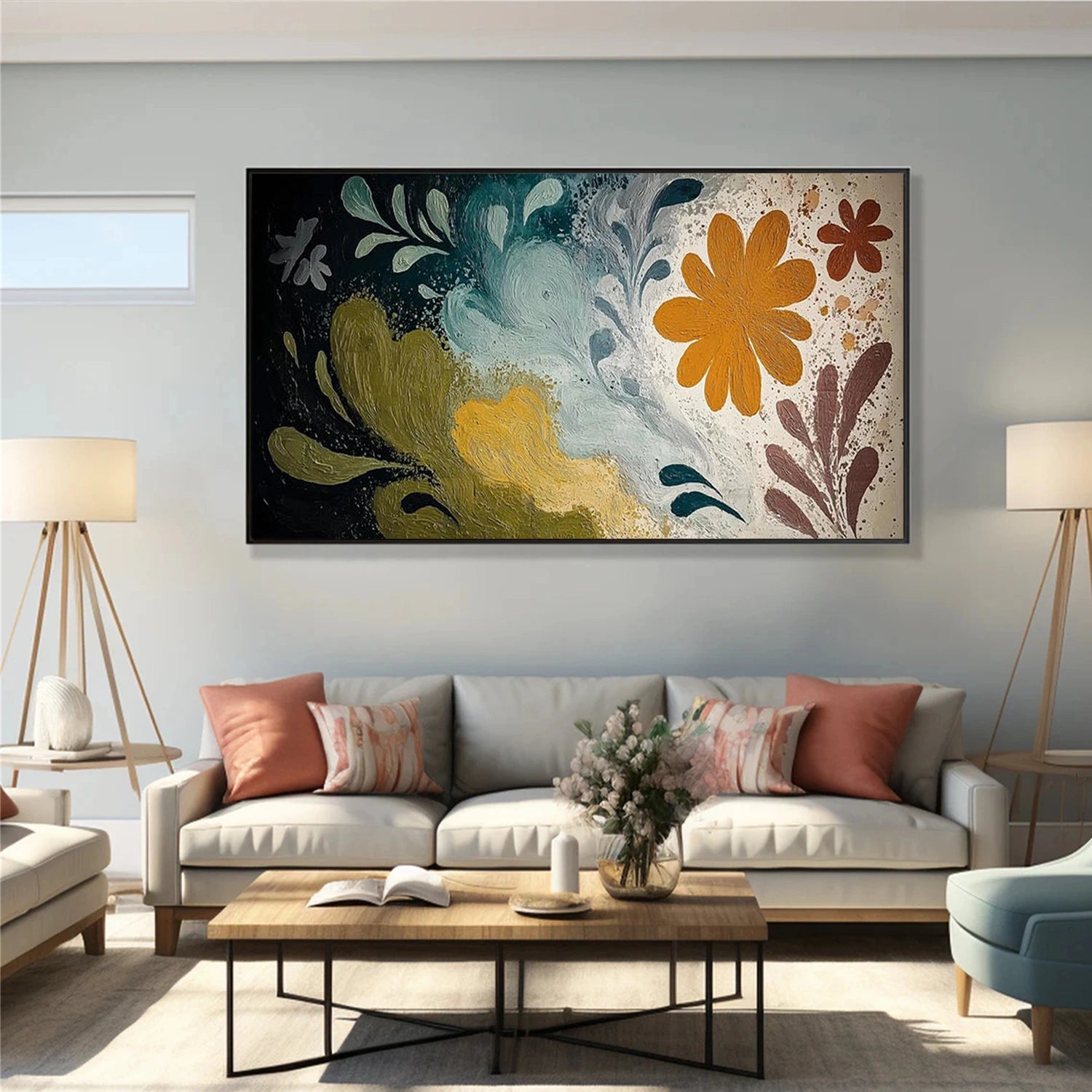 Flower And Tree Abstract Textured Painting Canvas #FT013