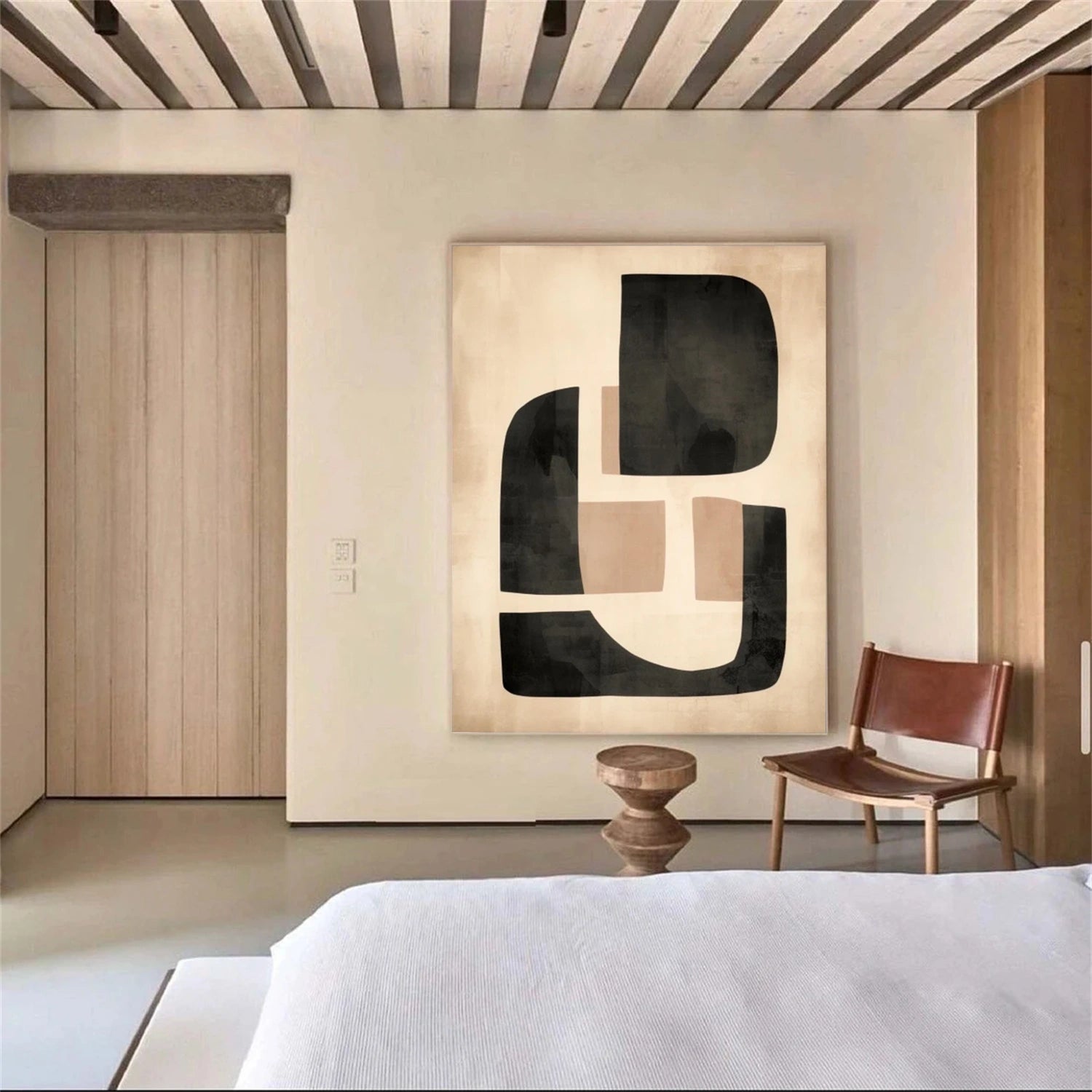 Black and Beige Wabi Sabi Canvas Art  #WS050