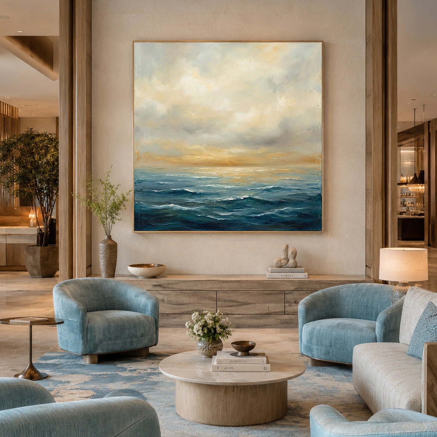 Ocean And Sky Abstract Textured Wall Art #OS175