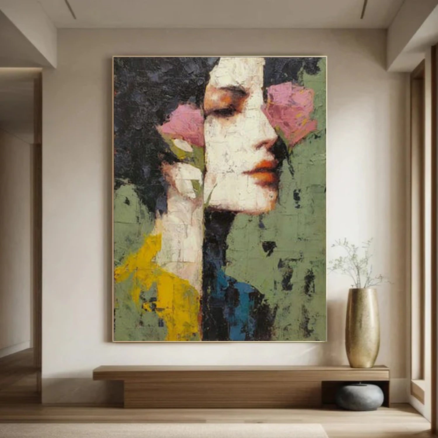 Abstract Portrait Textured Canvas Art #AE094