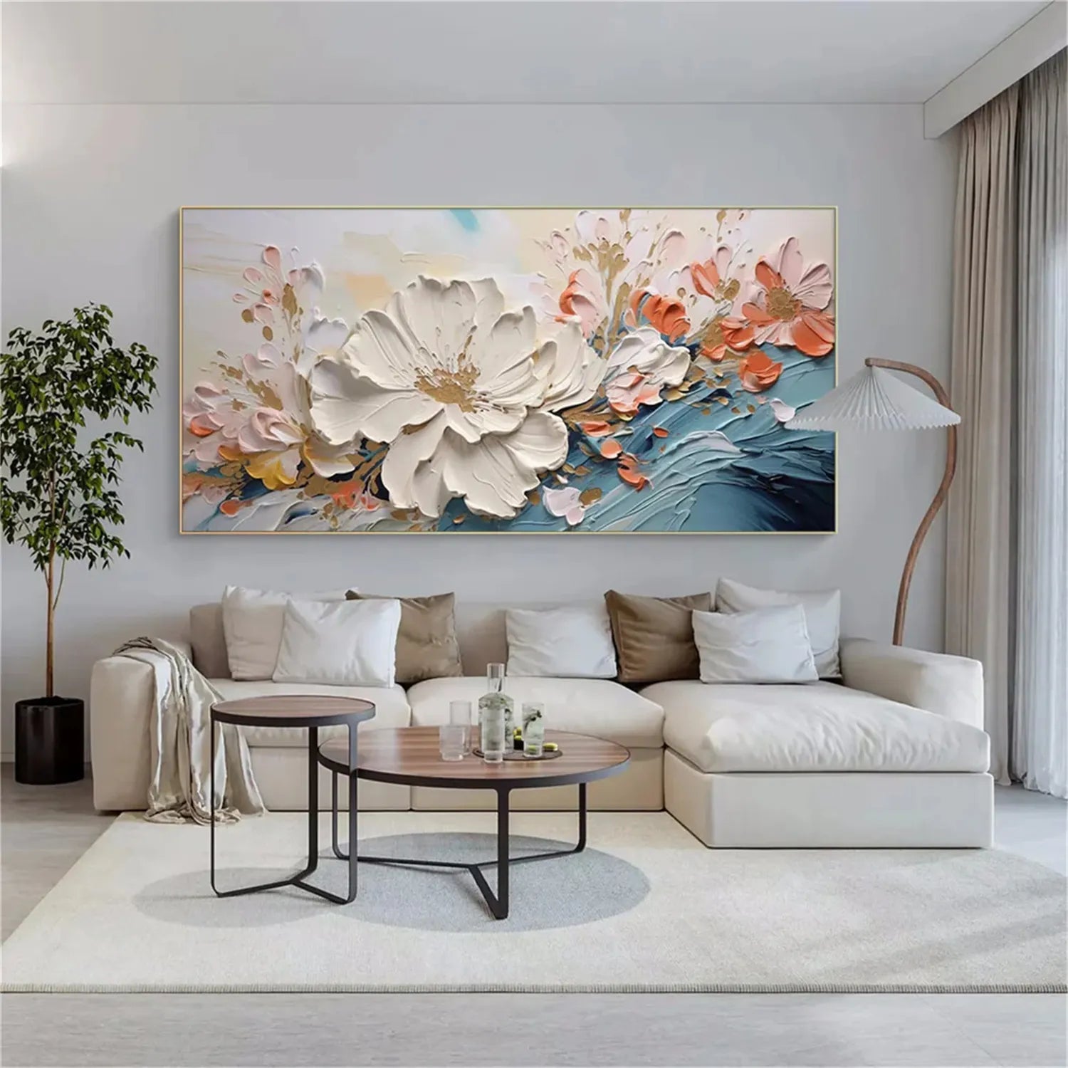 Colorful Flower Textured Painting Canvas #FP011