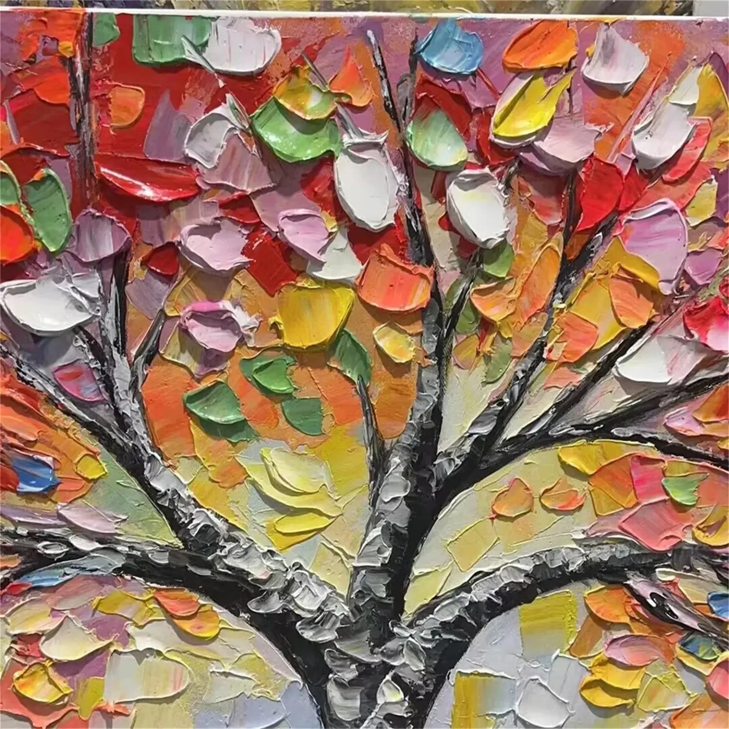 Colorful Tree Textured Painting Canvas #TP008