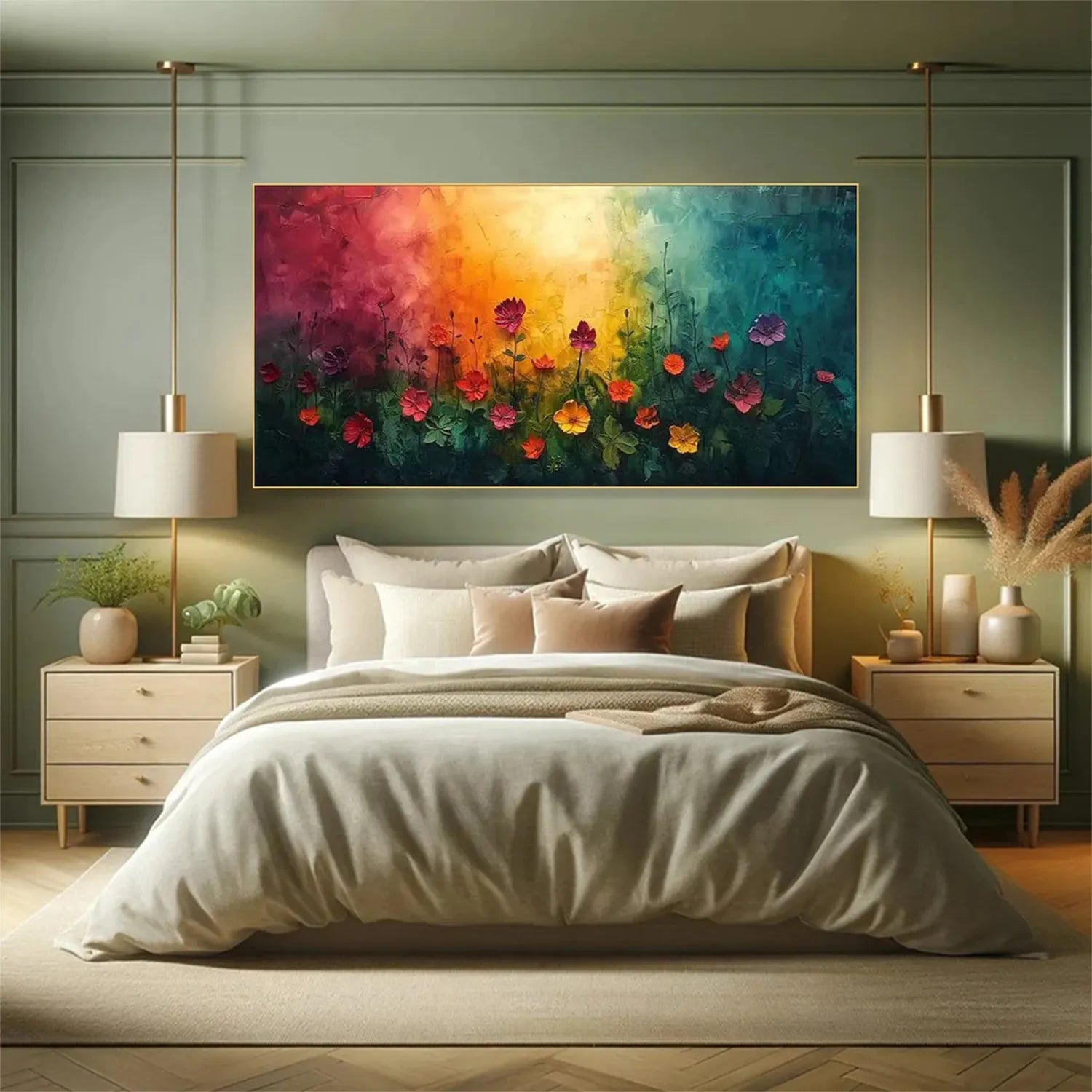 Colorful Flower Textured Painting Canvas #FP027