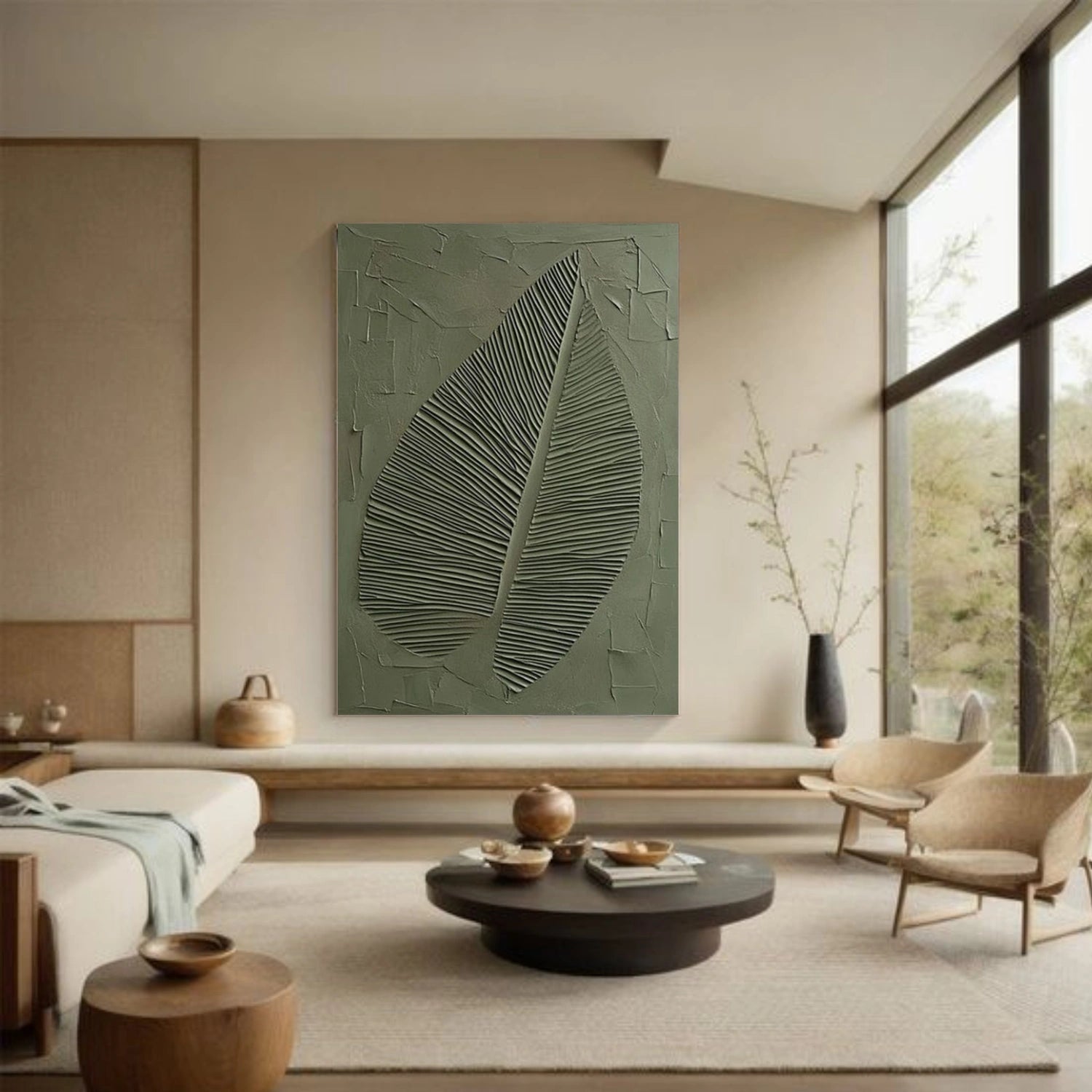 Green Minimalist Textured Canvas Art #MT200