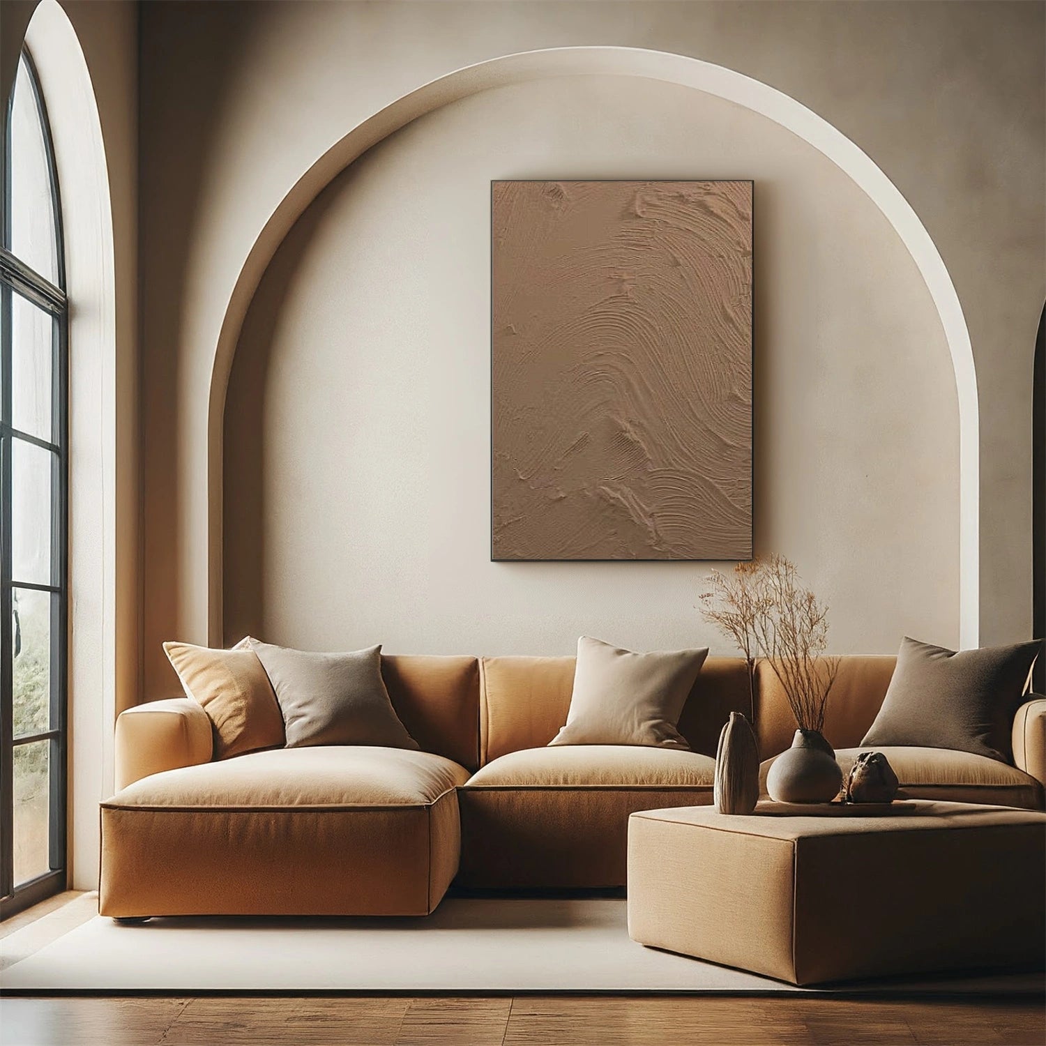 Brown Minimalist Textured Canvas Art #MT137