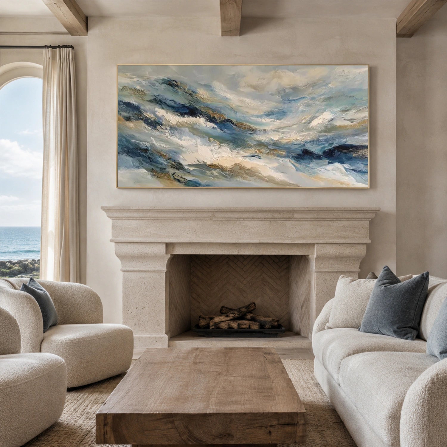 Ocean And Sky Abstract Textured Wall Art #OS200
