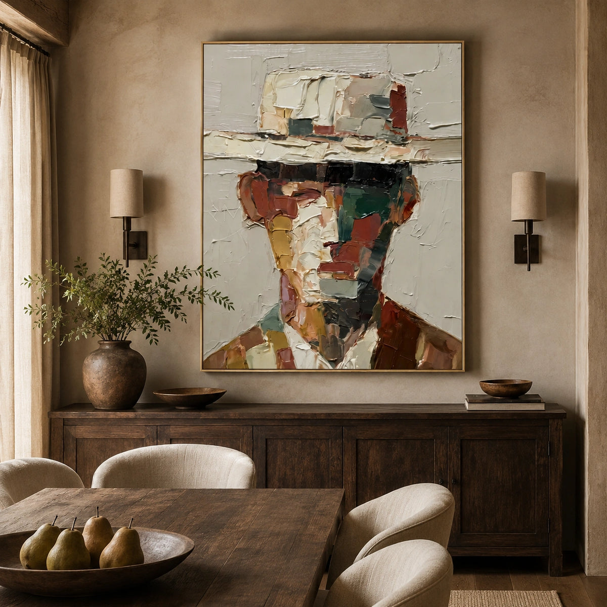 Abstract Portrait Textured Canvas Art #AE159