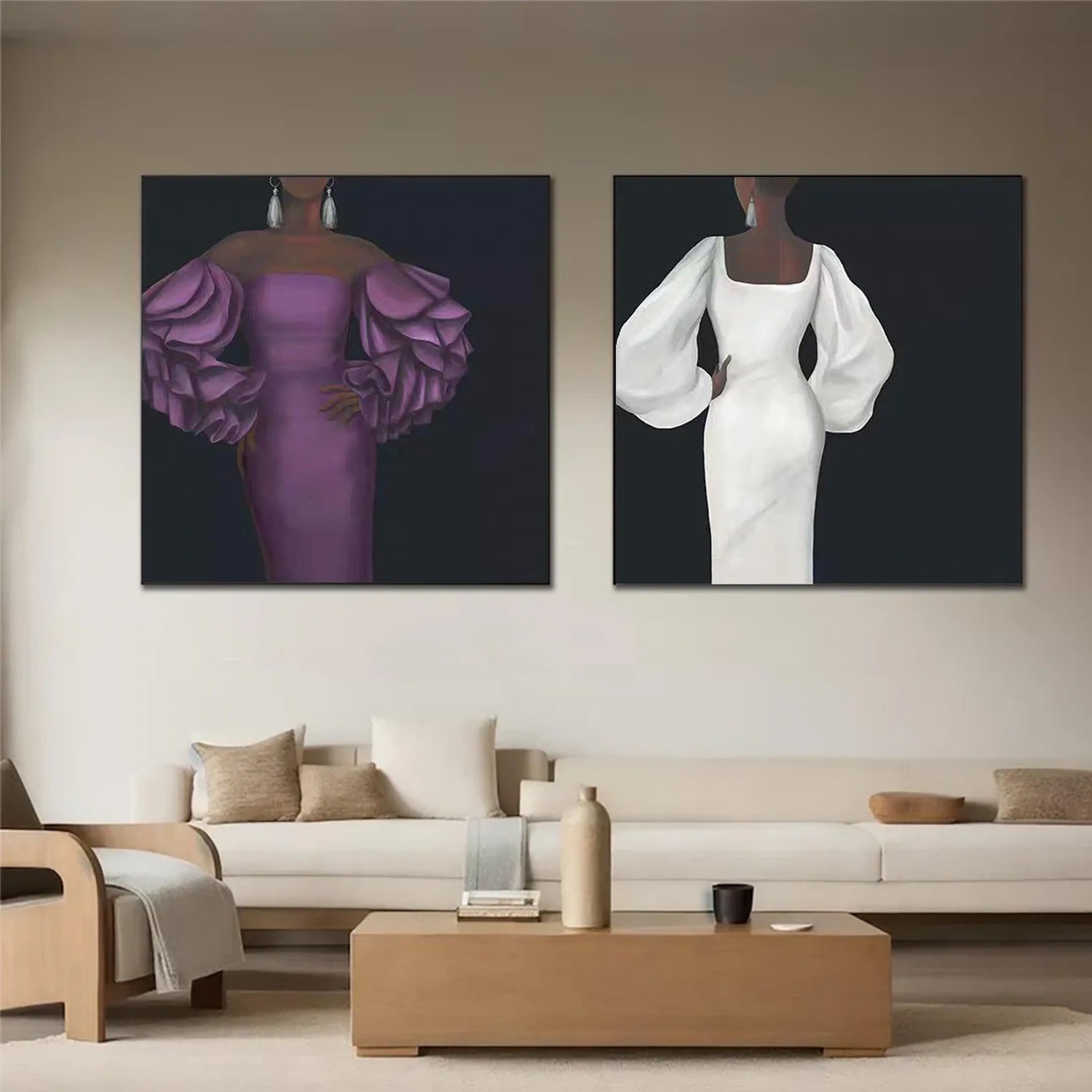 Abstract People Canvas Art Set of 2 #AE030