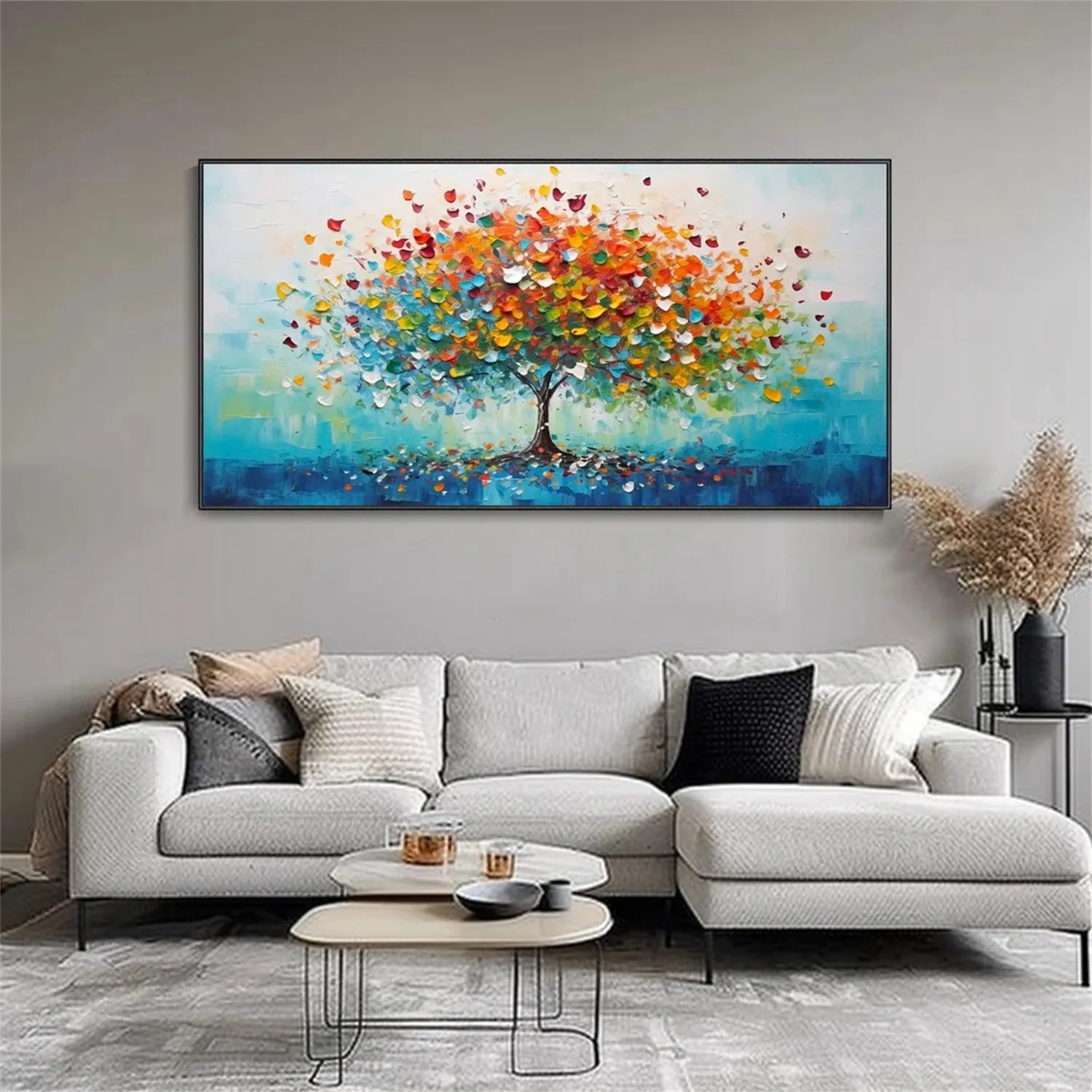 Colorful Tree Textured Painting Canvas #TP004