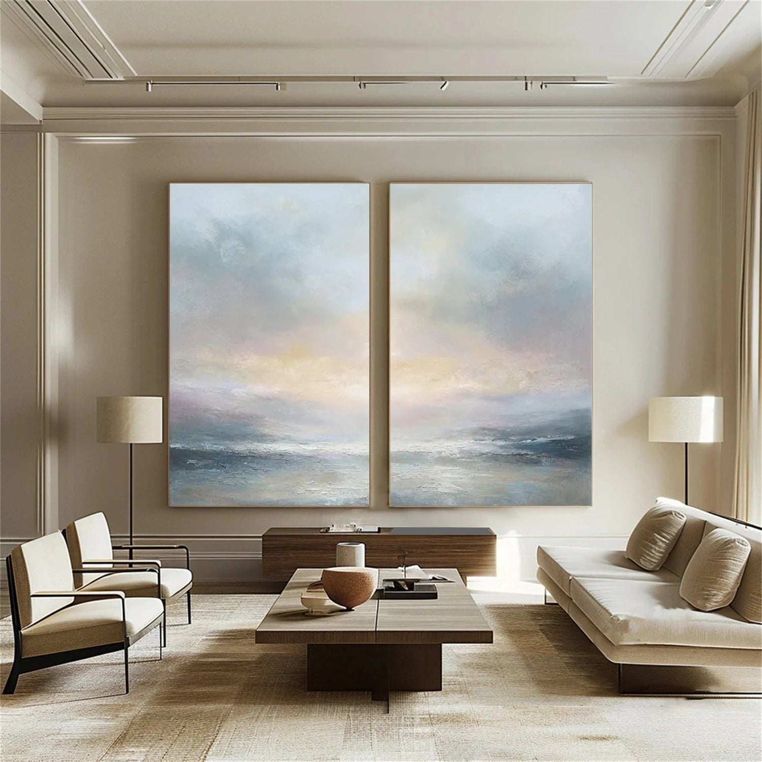 Ocean And Sky Abstract Wall Art Set of 2 #OS076