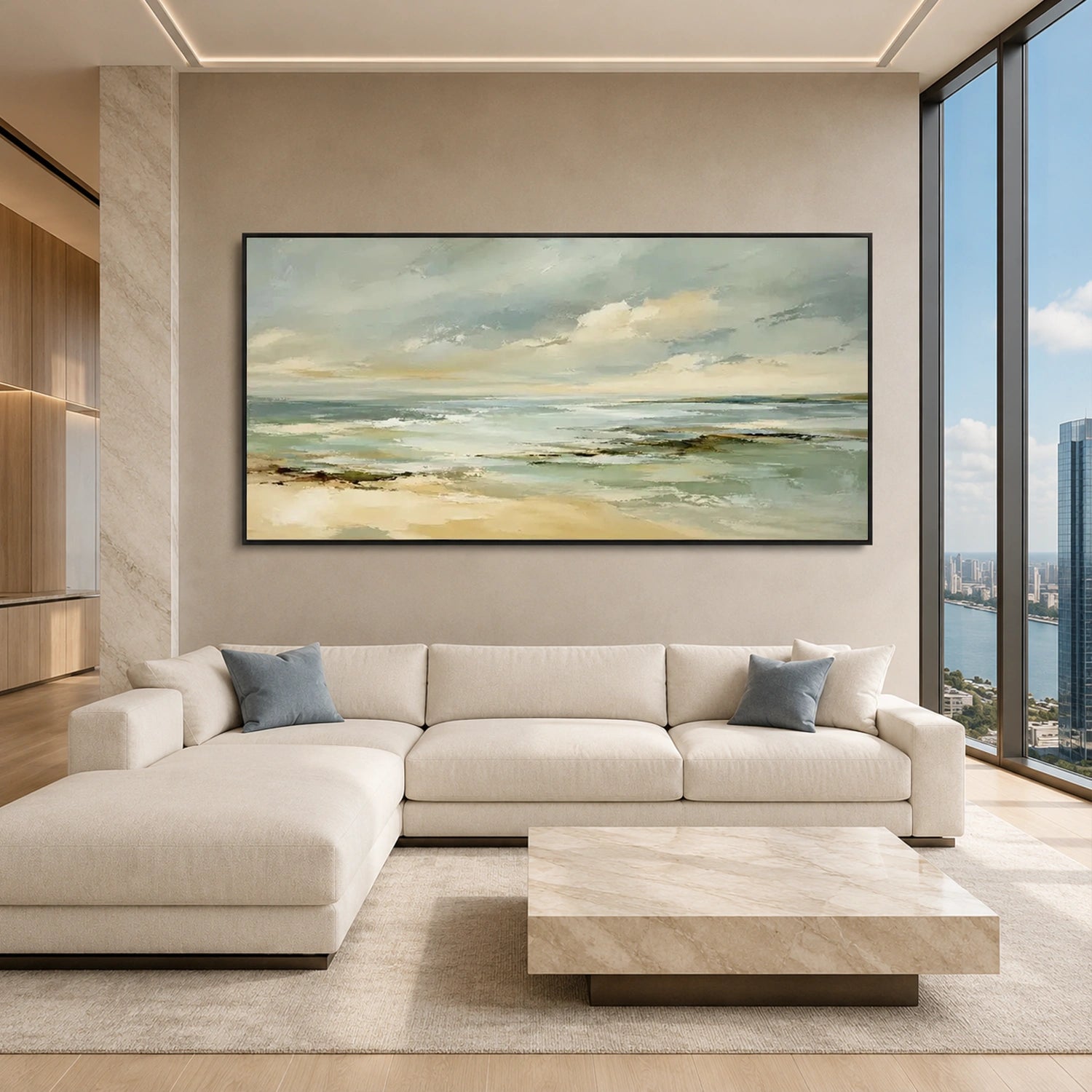 Ocean And Sky Abstract Textured Wall Art #OS201