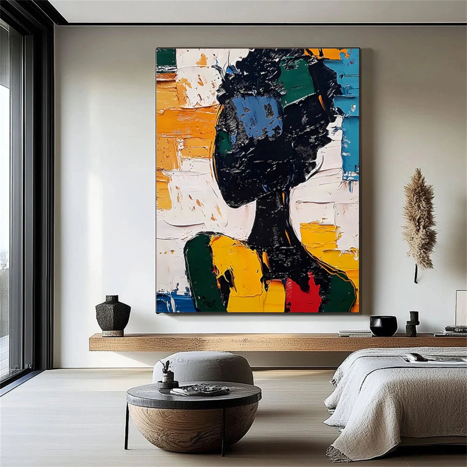 Abstract Portrait Textured Canvas Art #AE045
