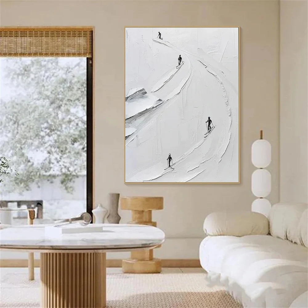 Skiing Sports Textured Painting Canvas #MS006
