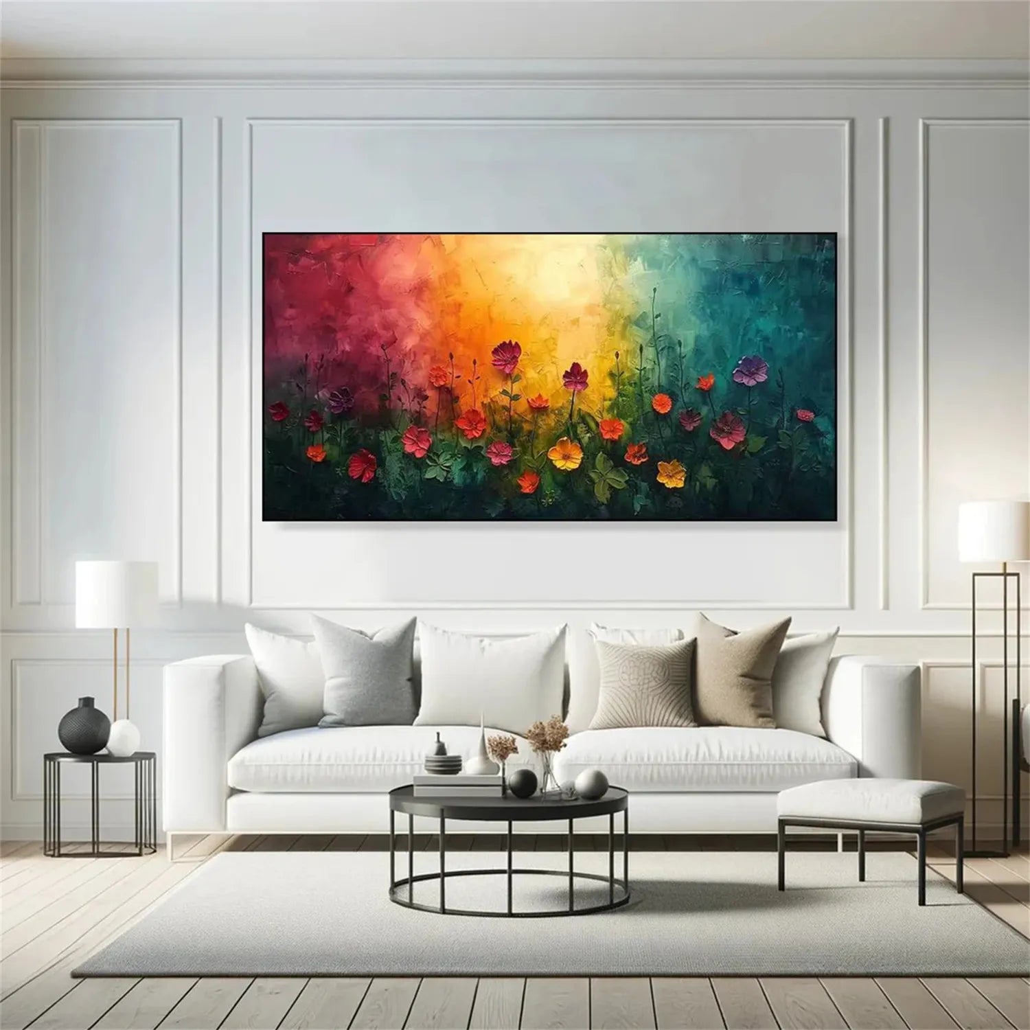 Colorful Flower Textured Painting Canvas #FP027