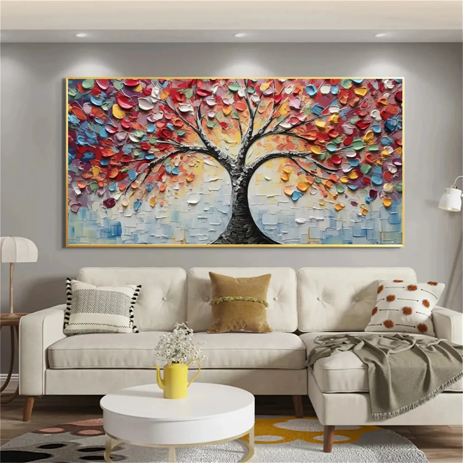 Colorful Tree Textured Painting Canvas #TP008