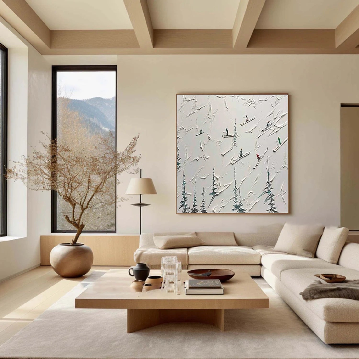 Skiing Sport Textured Wall Art #MS084